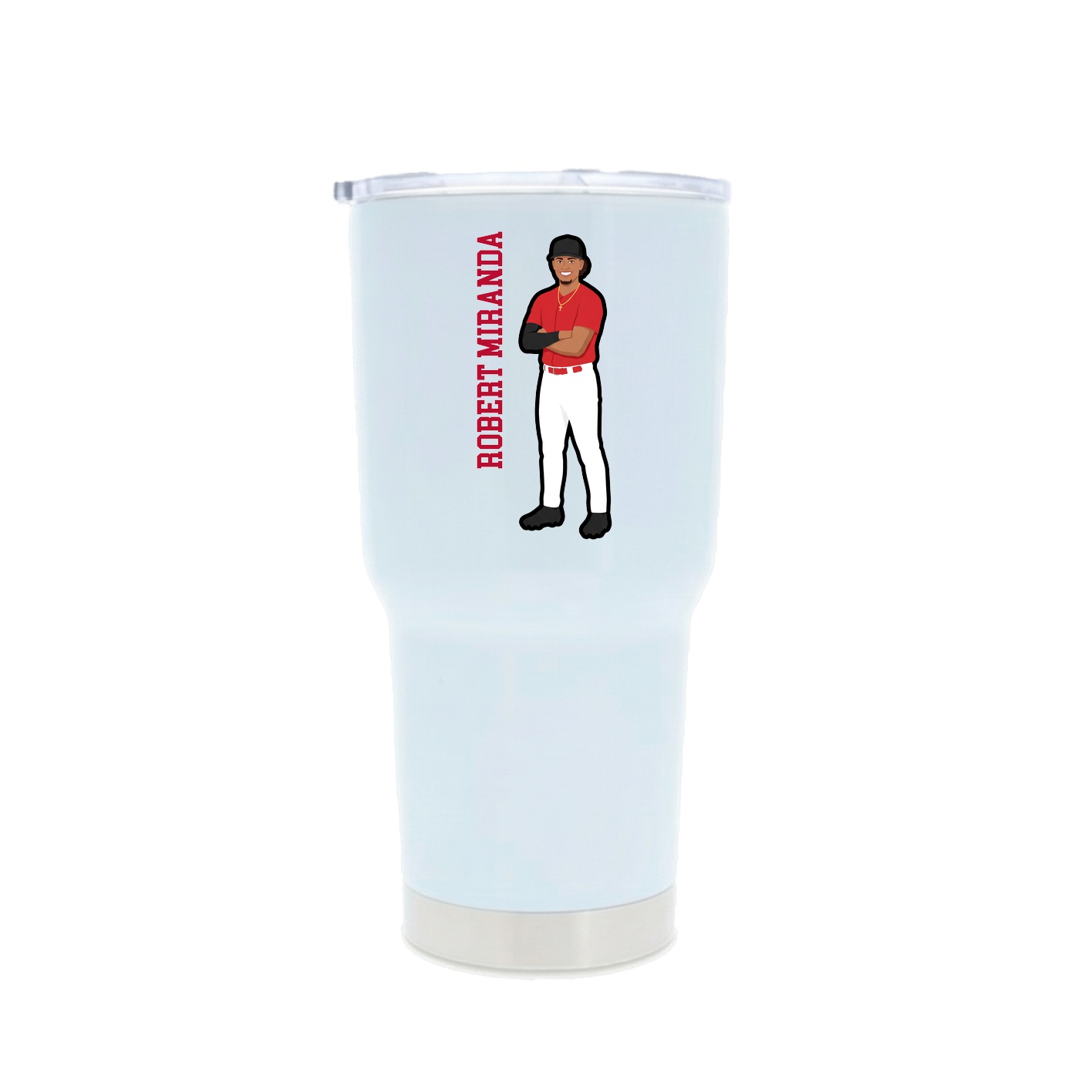 30oz Stainless Steel Tumbler — Name Vertical in White