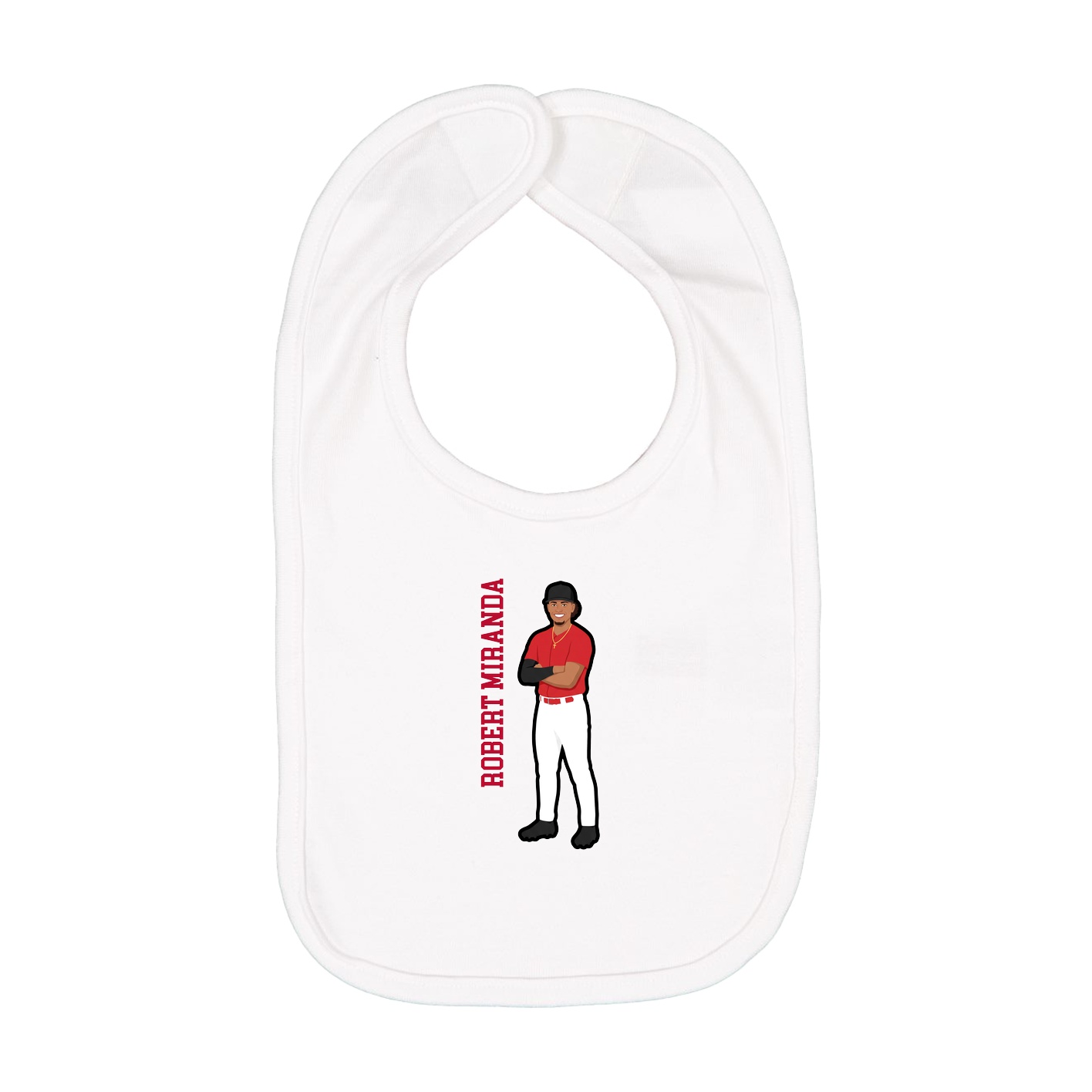Infant Bib — Name Vertical in White