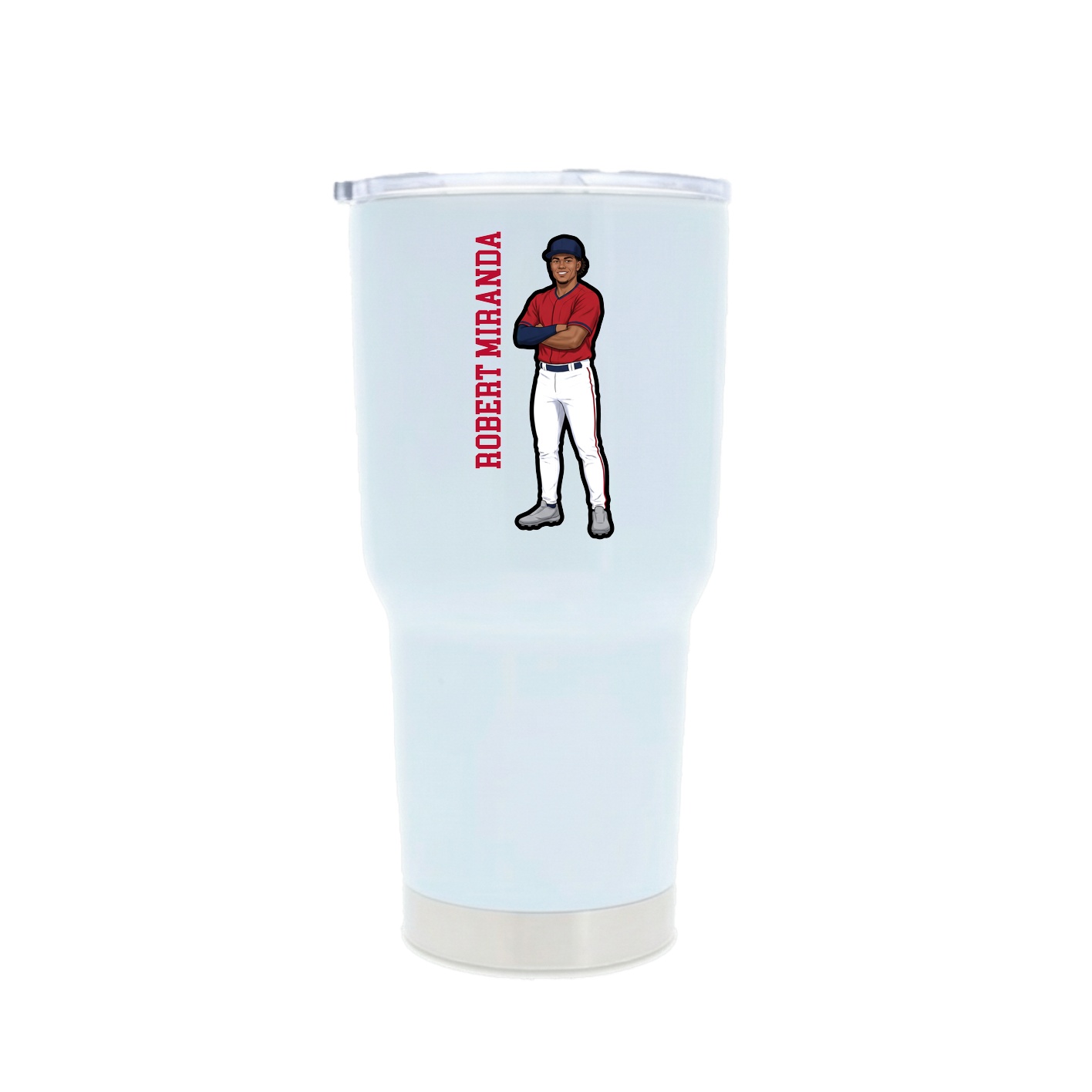 30oz Stainless Steel Tumbler — Name Vertical in White