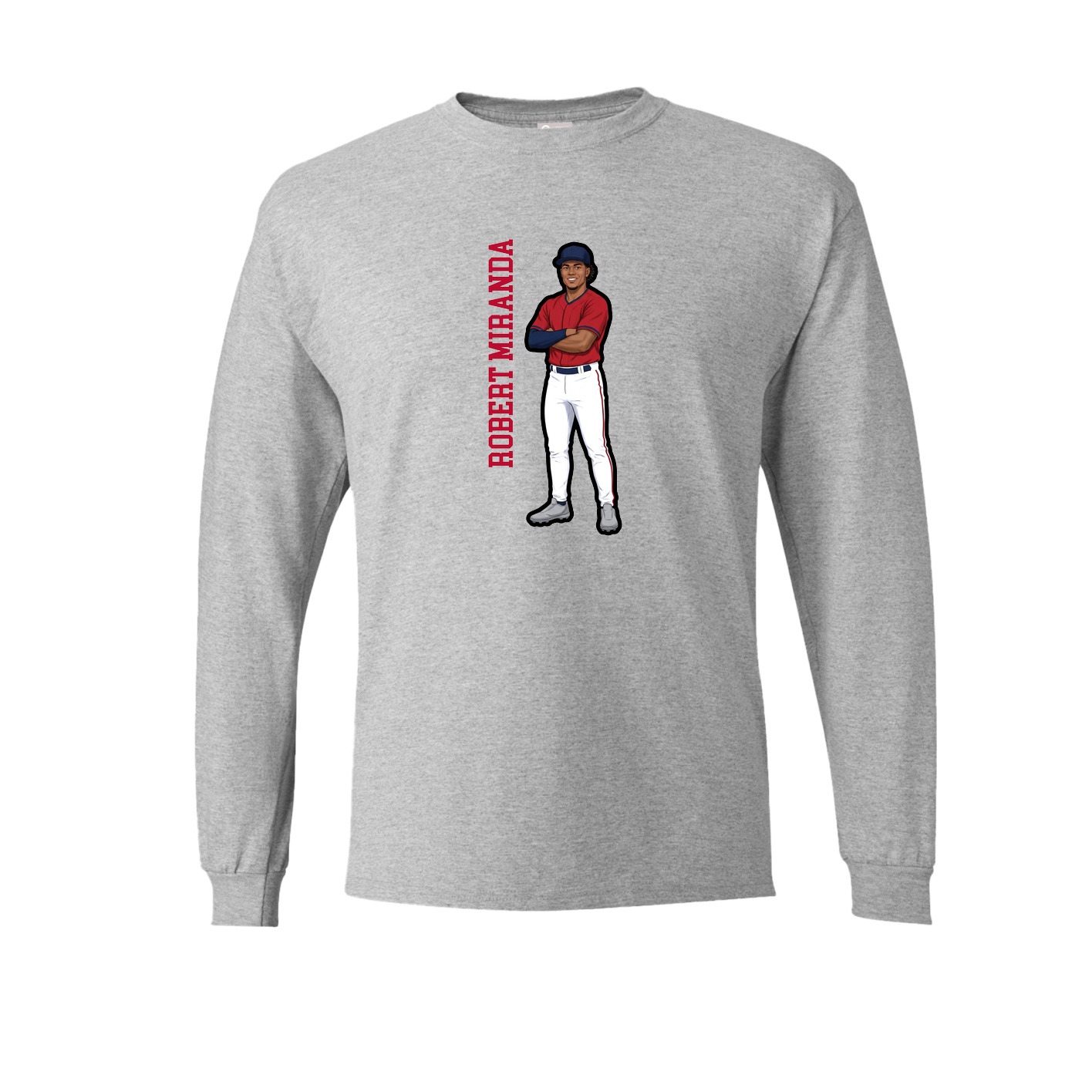 Long Sleeve Tee — Name Vertical in Grey