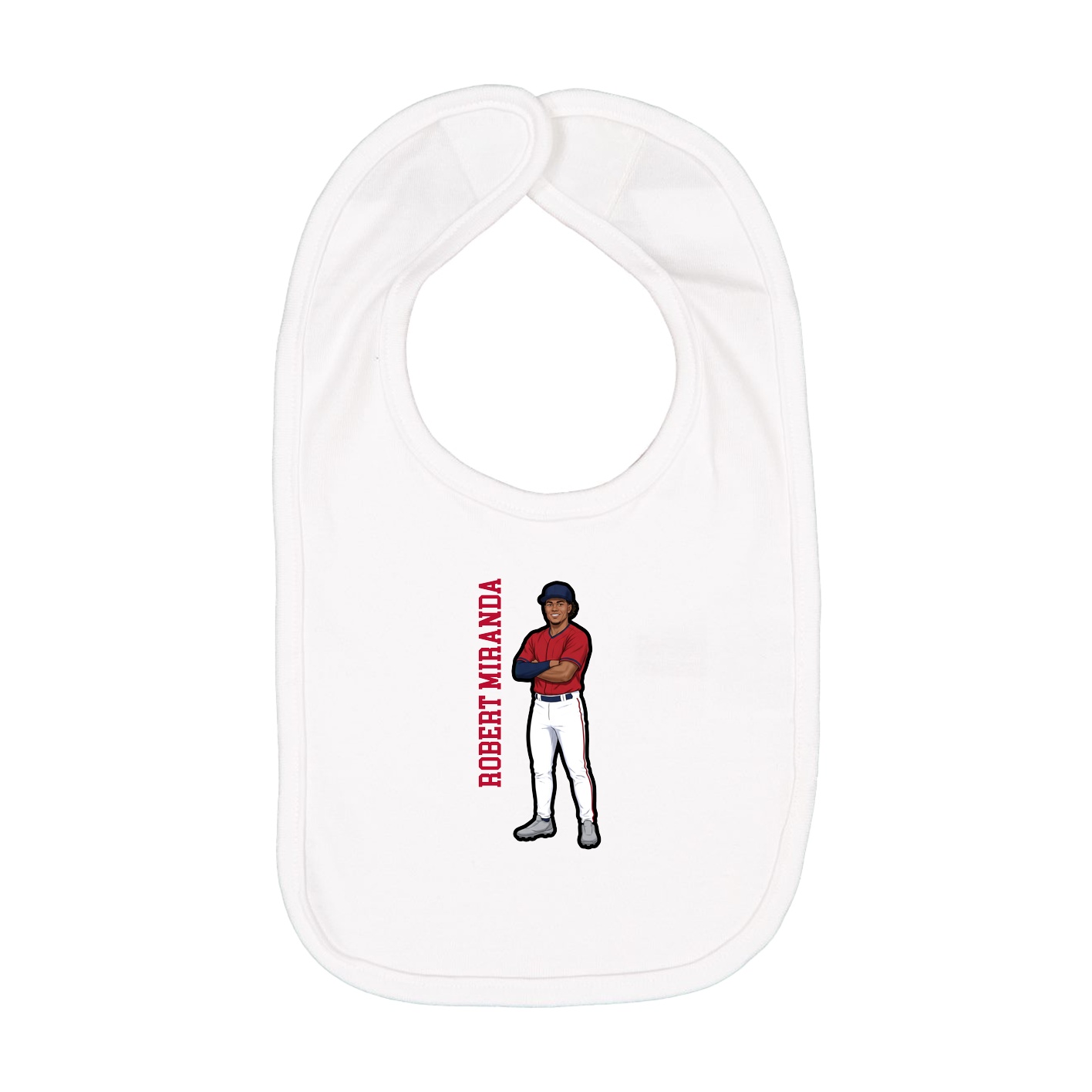 Infant Bib — Name Vertical in White
