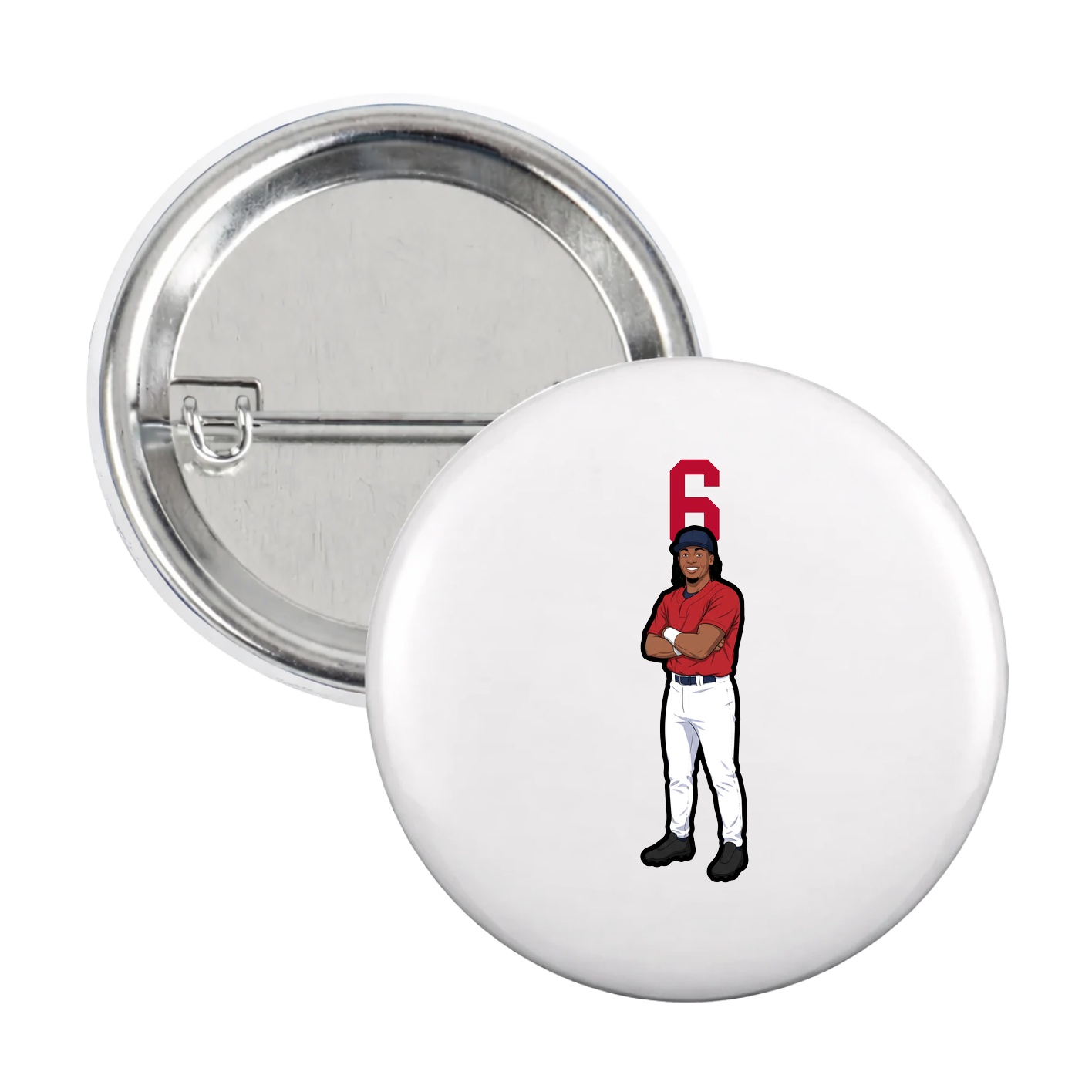 Game Day Button — Number Top in White