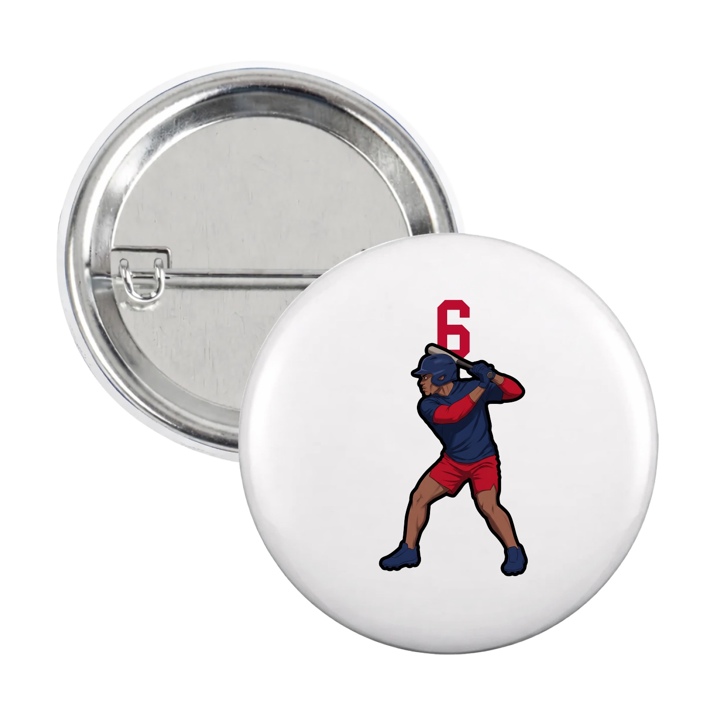 Game Day Button — Number Top in White
