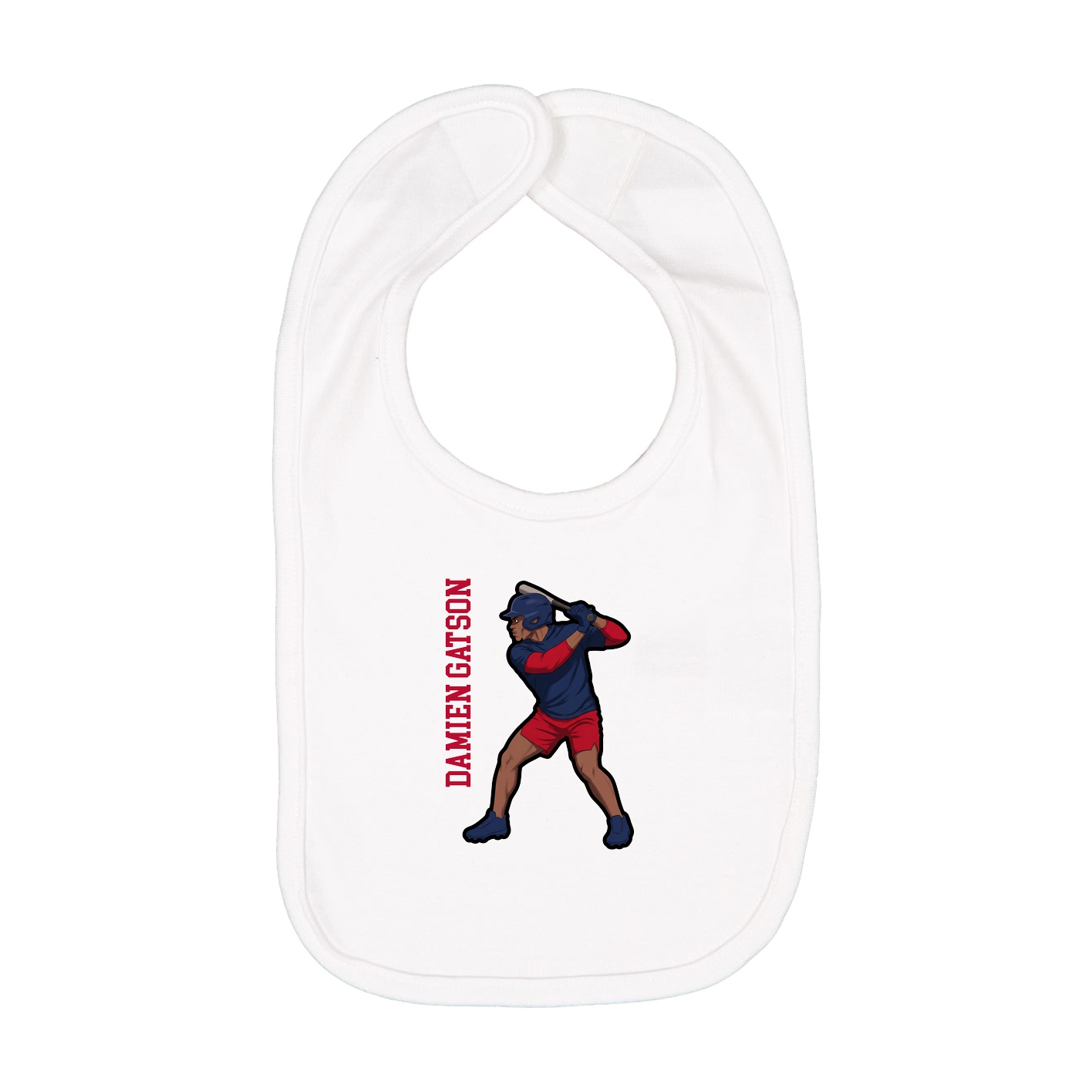 Infant Bib — Name Vertical in White