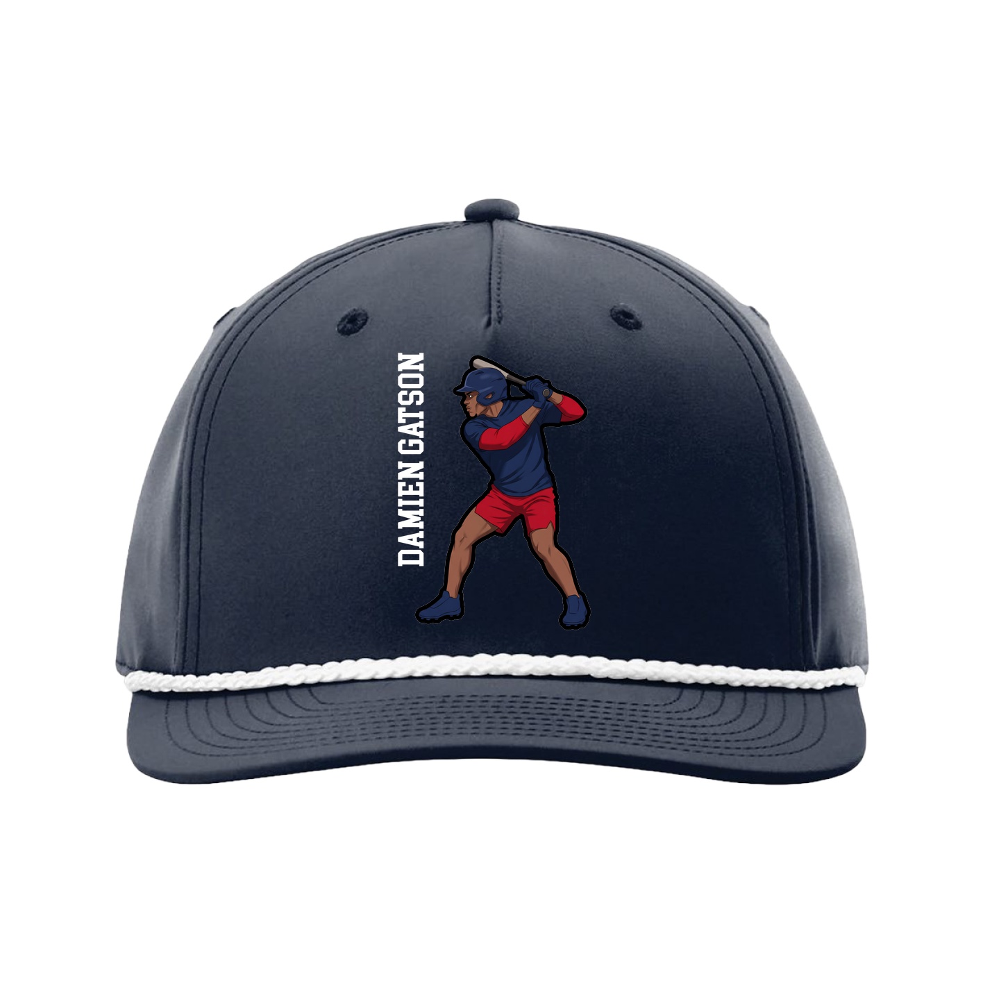 Five-Panel Classic Rope Cap — Name Vertical in Navy