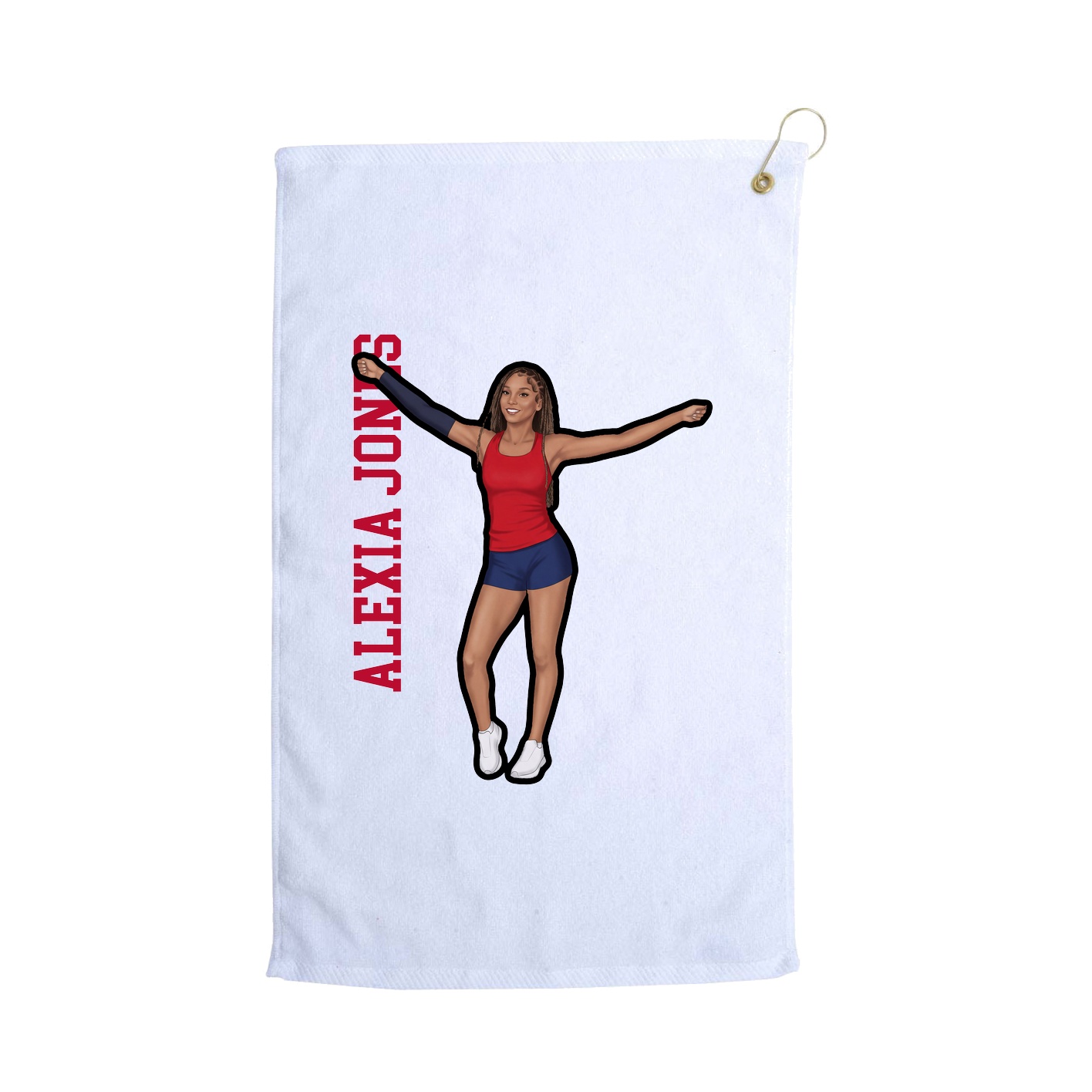 Golf Towel — Name Vertical in White