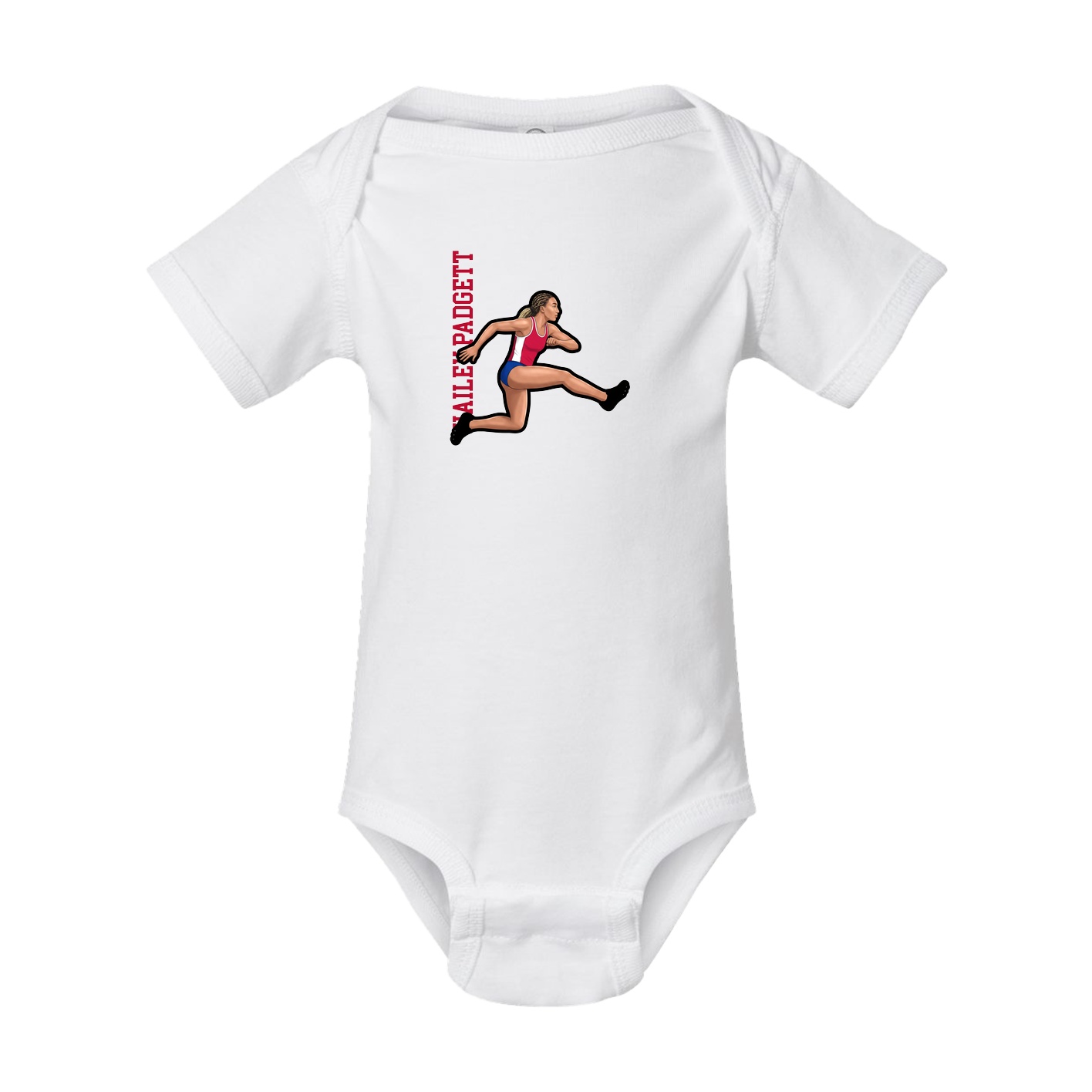 Baby Onesie — Name Vertical in White