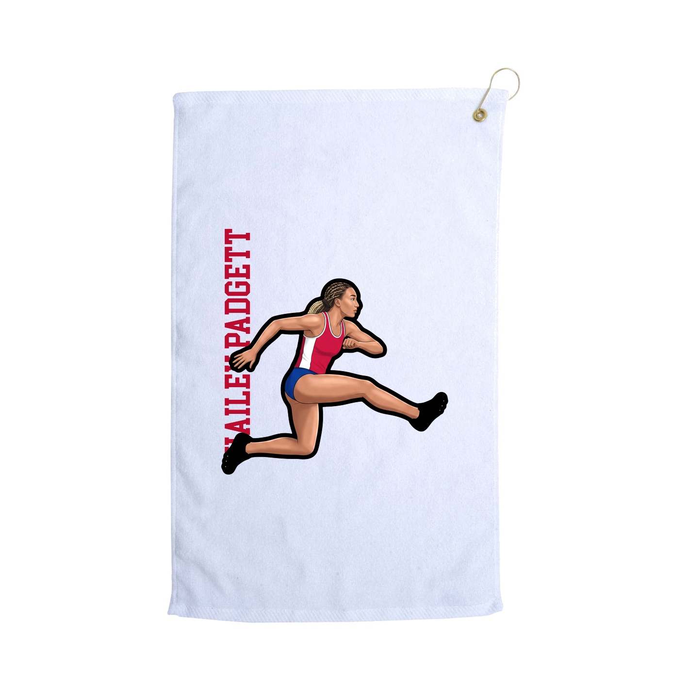 Golf Towel — Name Vertical in White
