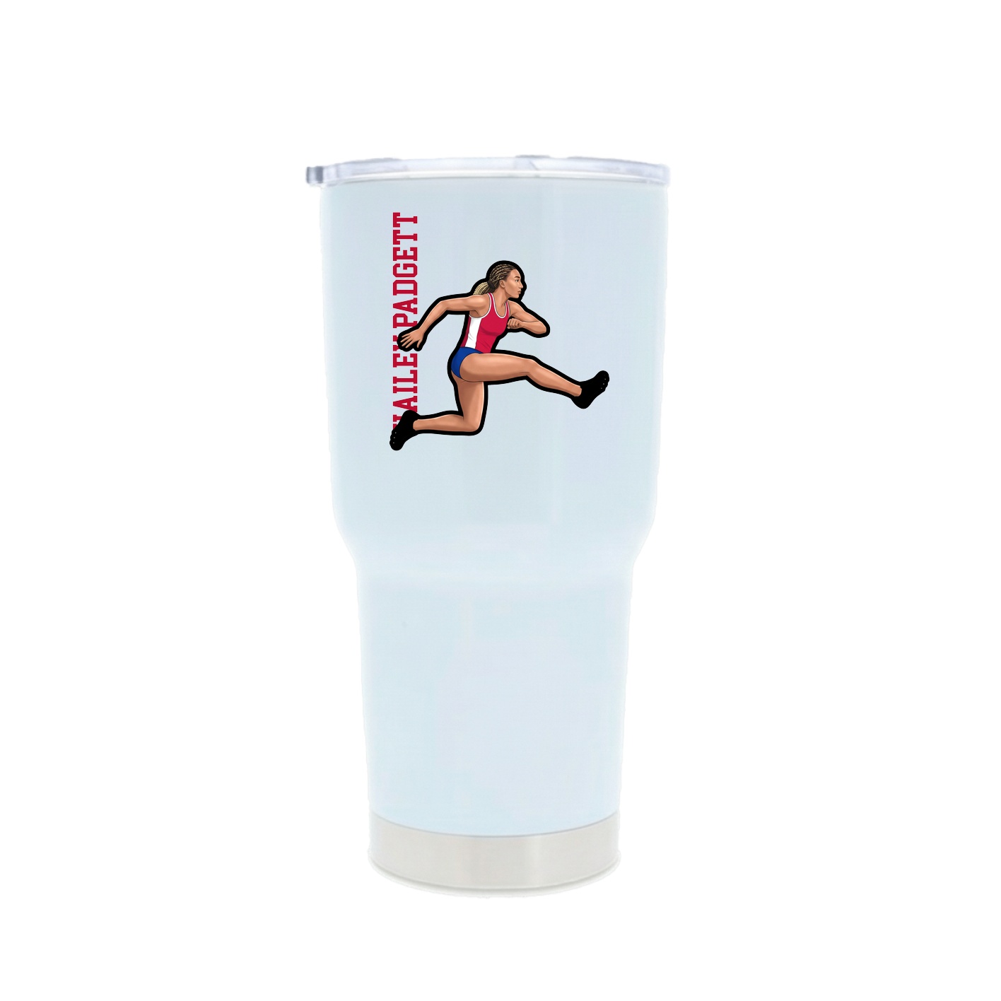 30oz Stainless Steel Tumbler — Name Vertical in White