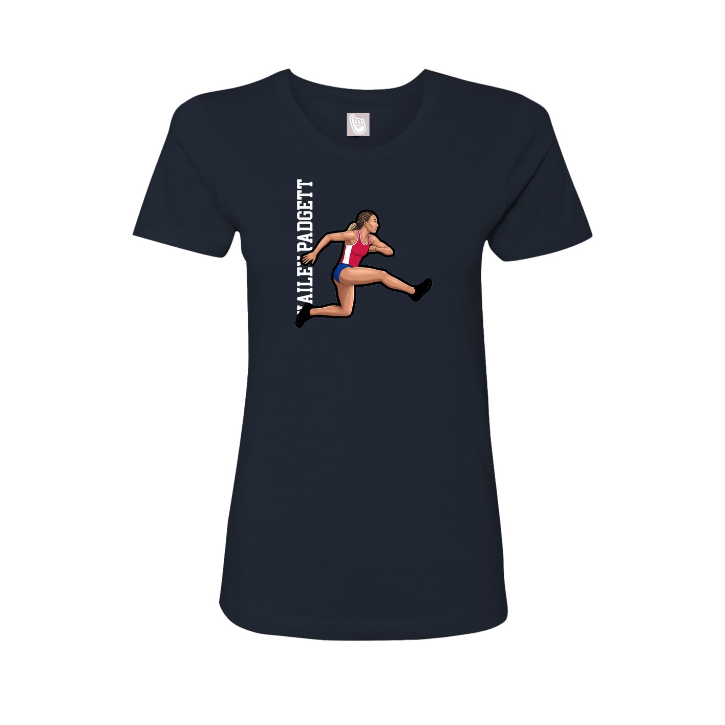 Womens Tee — Name Vertical in Navy