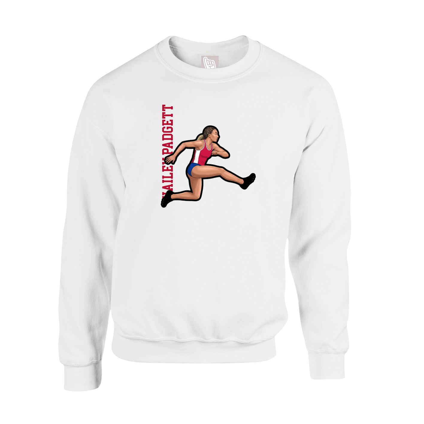 Fleece Crew — Name Vertical in White