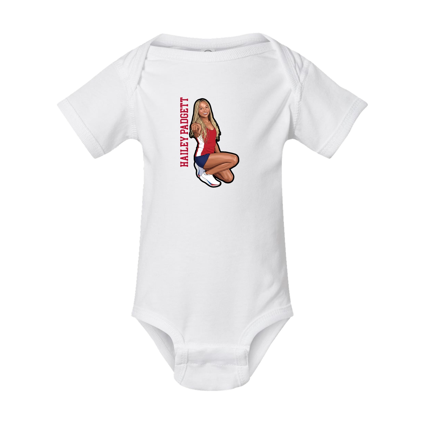 Baby Onesie — Name Vertical in White