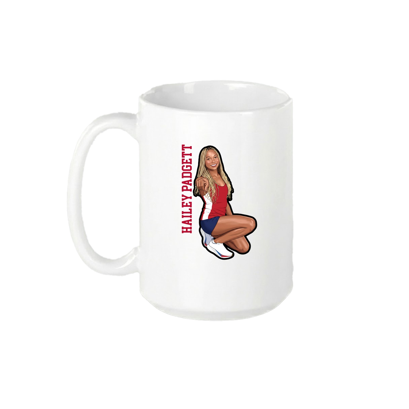 15oz Coffee Mug — Name Vertical in White