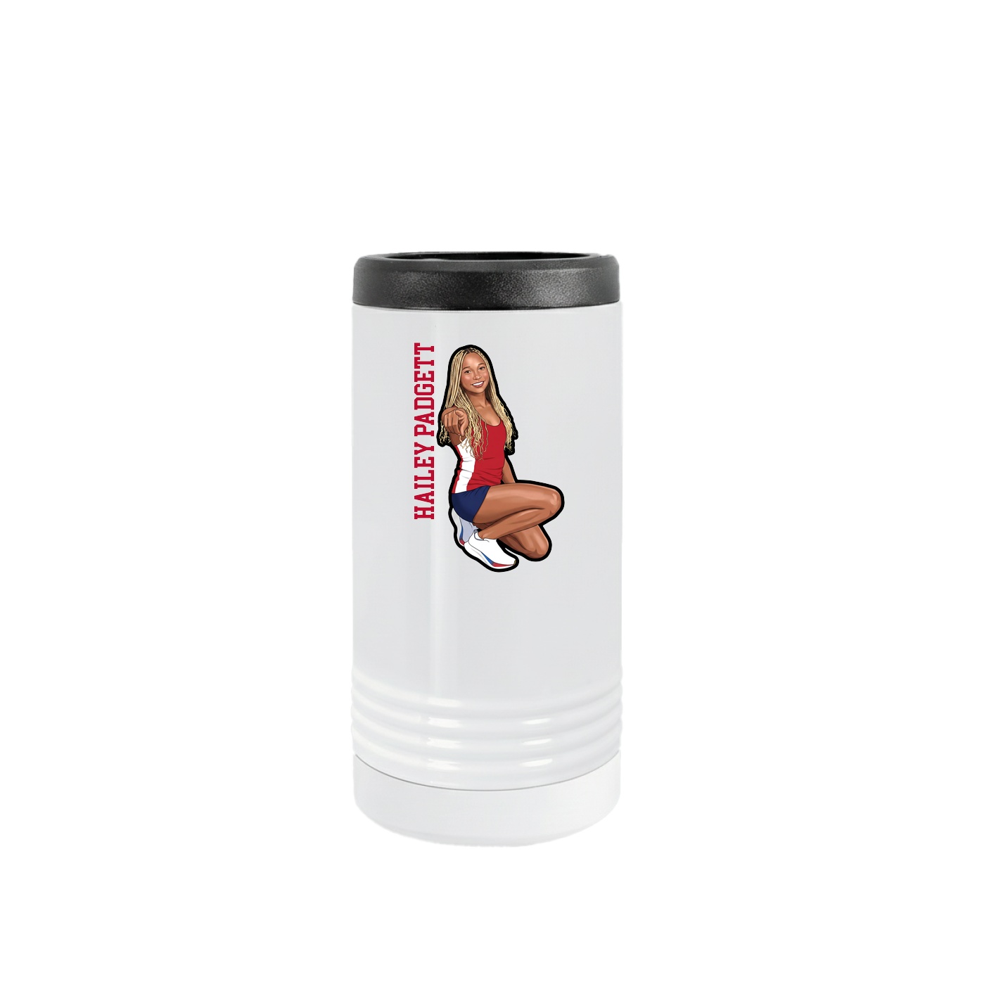 Slim Beverage Holder — Name Vertical in White