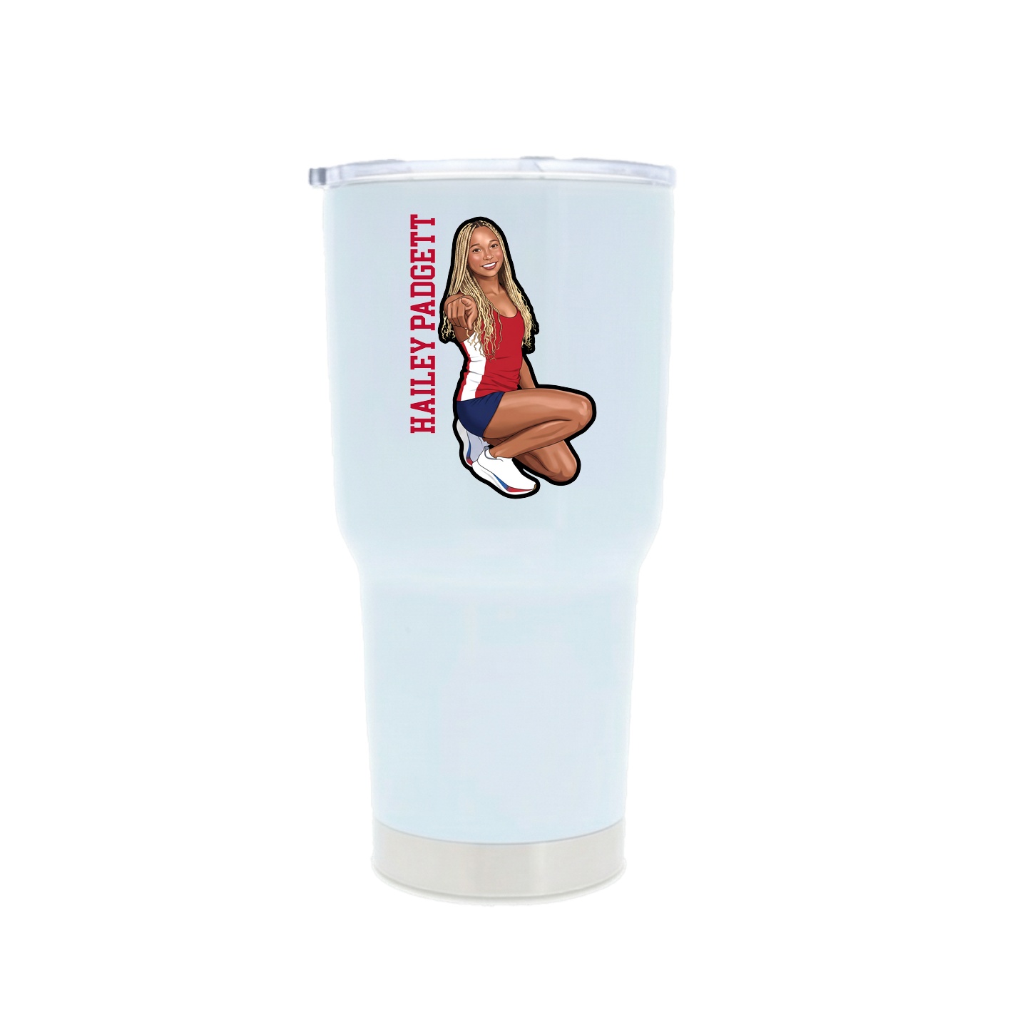 30oz Stainless Steel Tumbler — Name Vertical in White