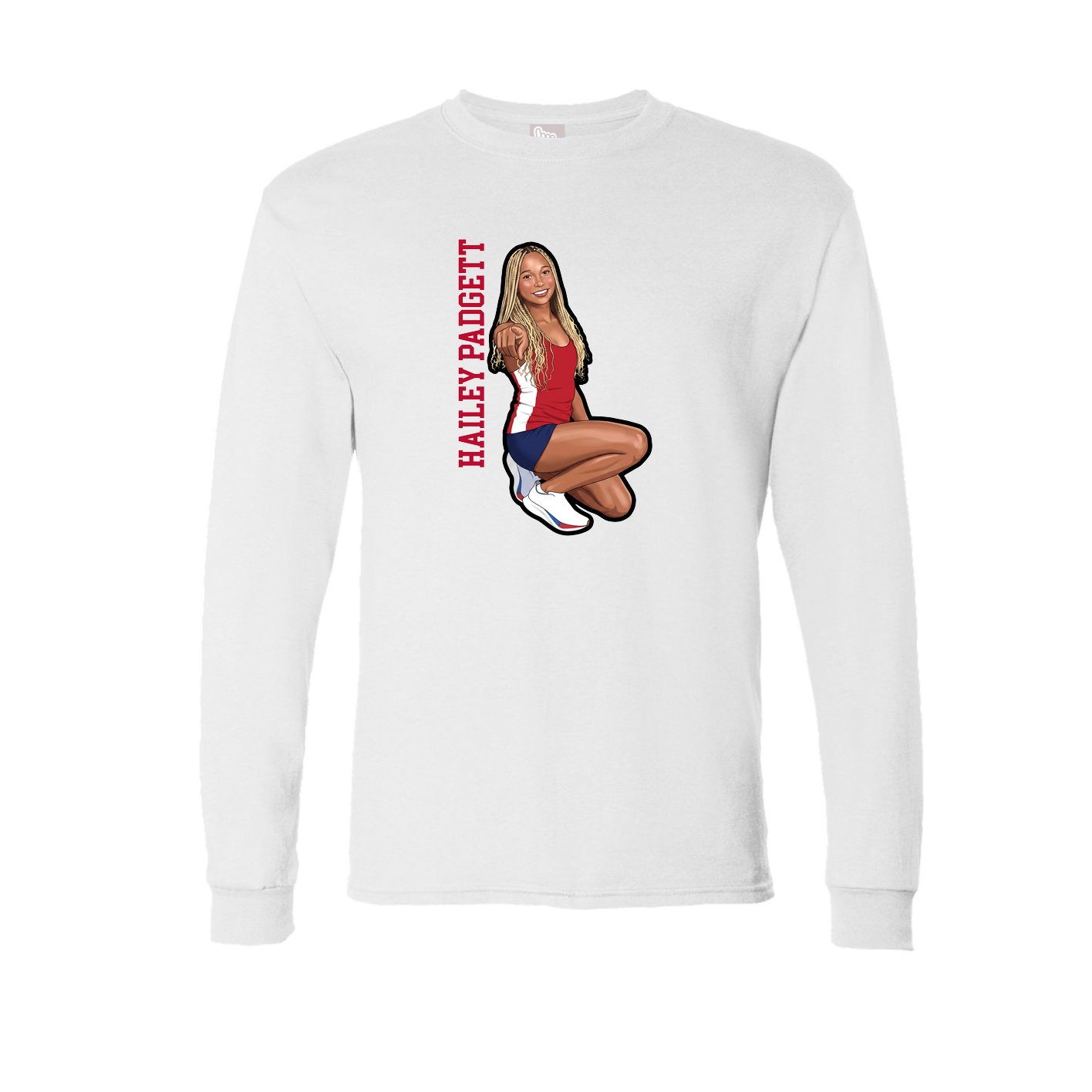 Long Sleeve Tee — Name Vertical in White