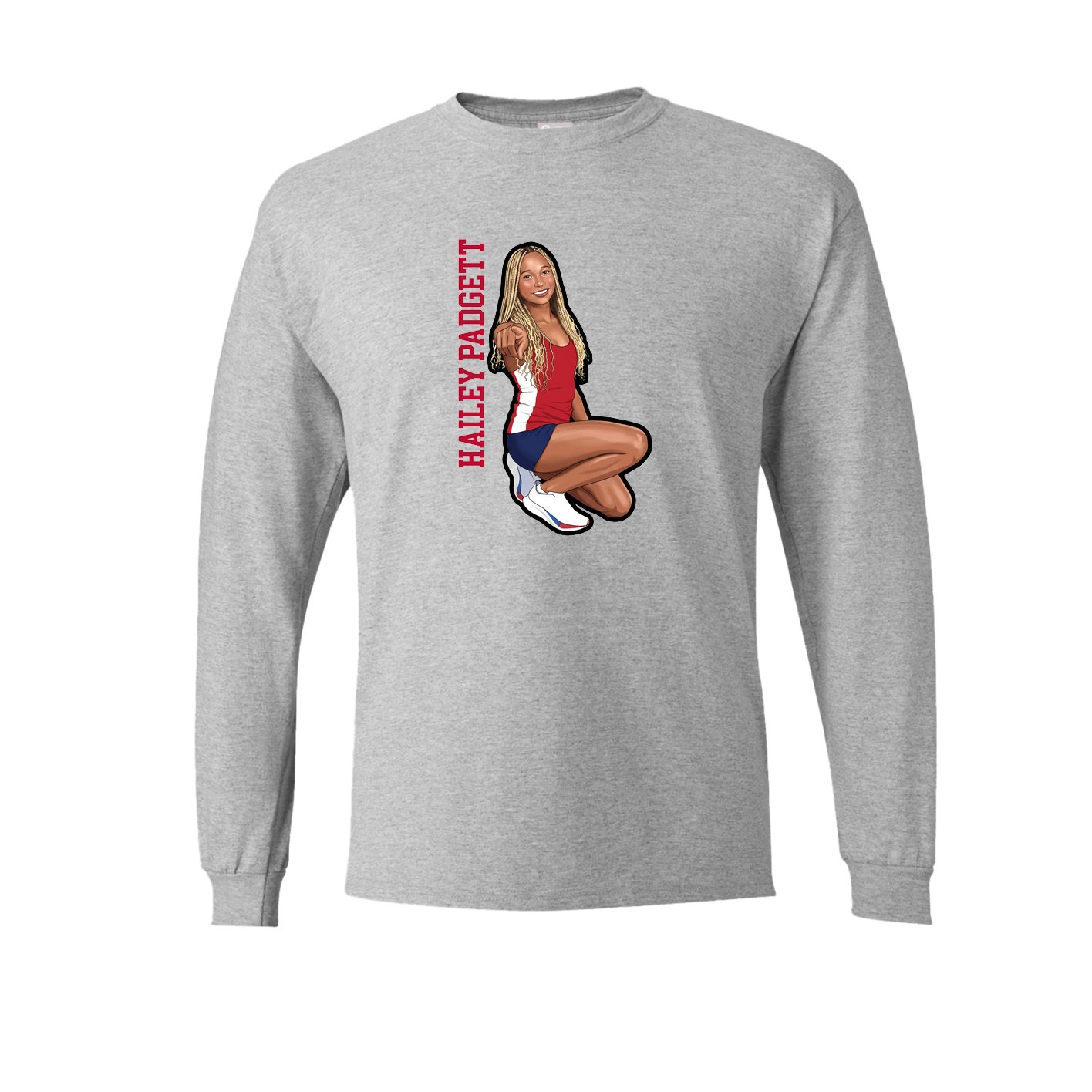Long Sleeve Tee — Name Vertical in Grey
