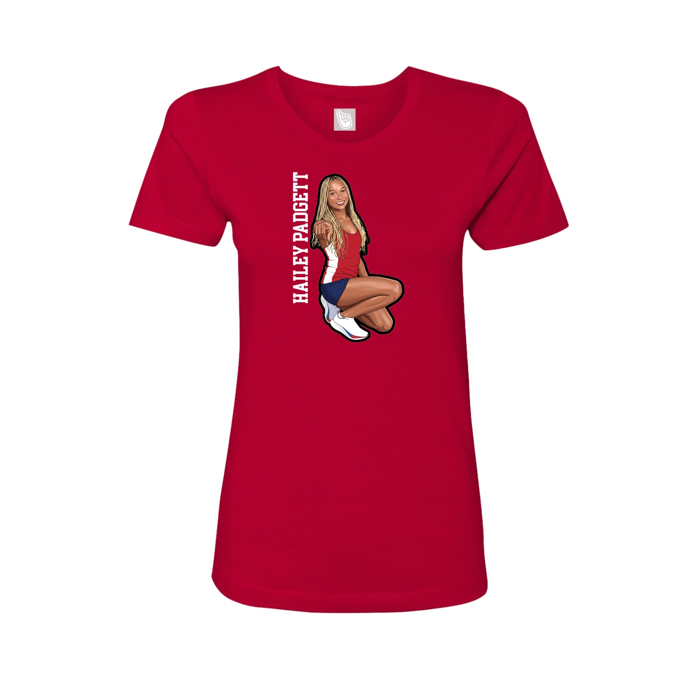 Womens Tee — Name Vertical in Red