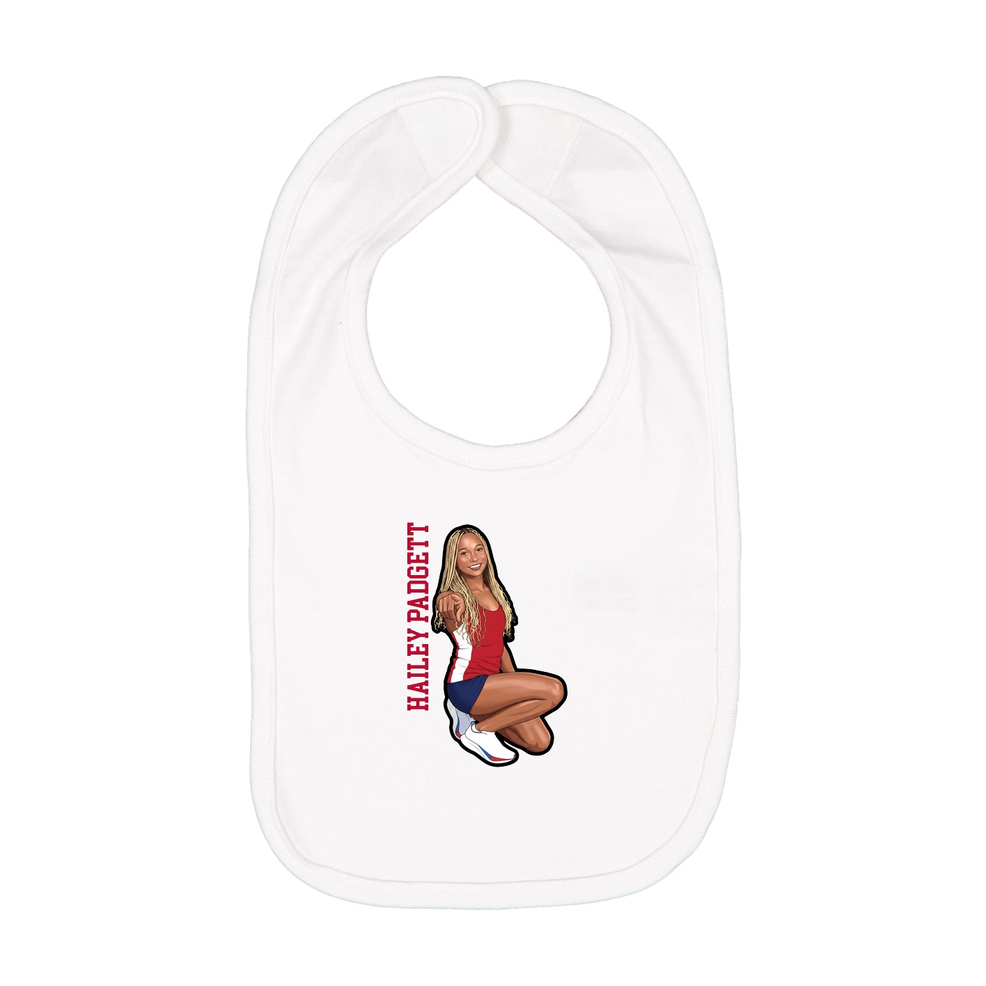 Infant Bib — Name Vertical in White