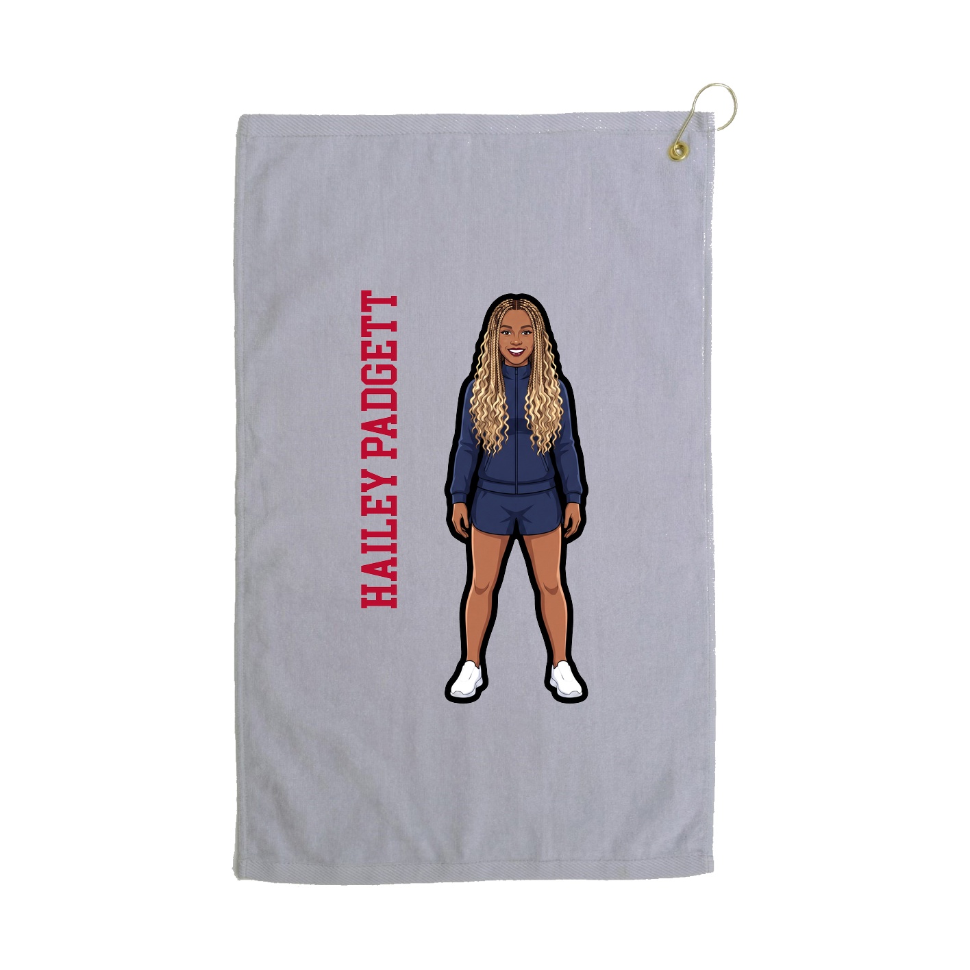 Golf Towel — Name Vertical in Grey