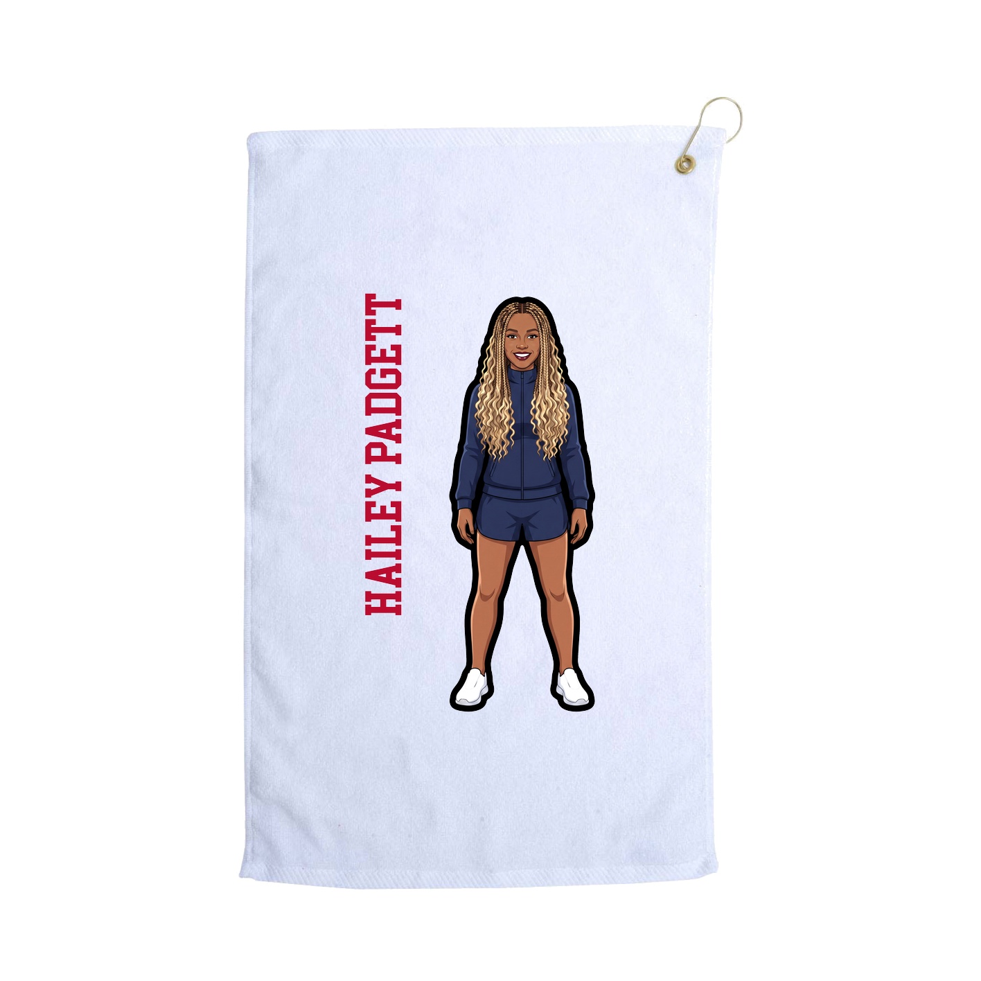 Golf Towel — Name Vertical in White