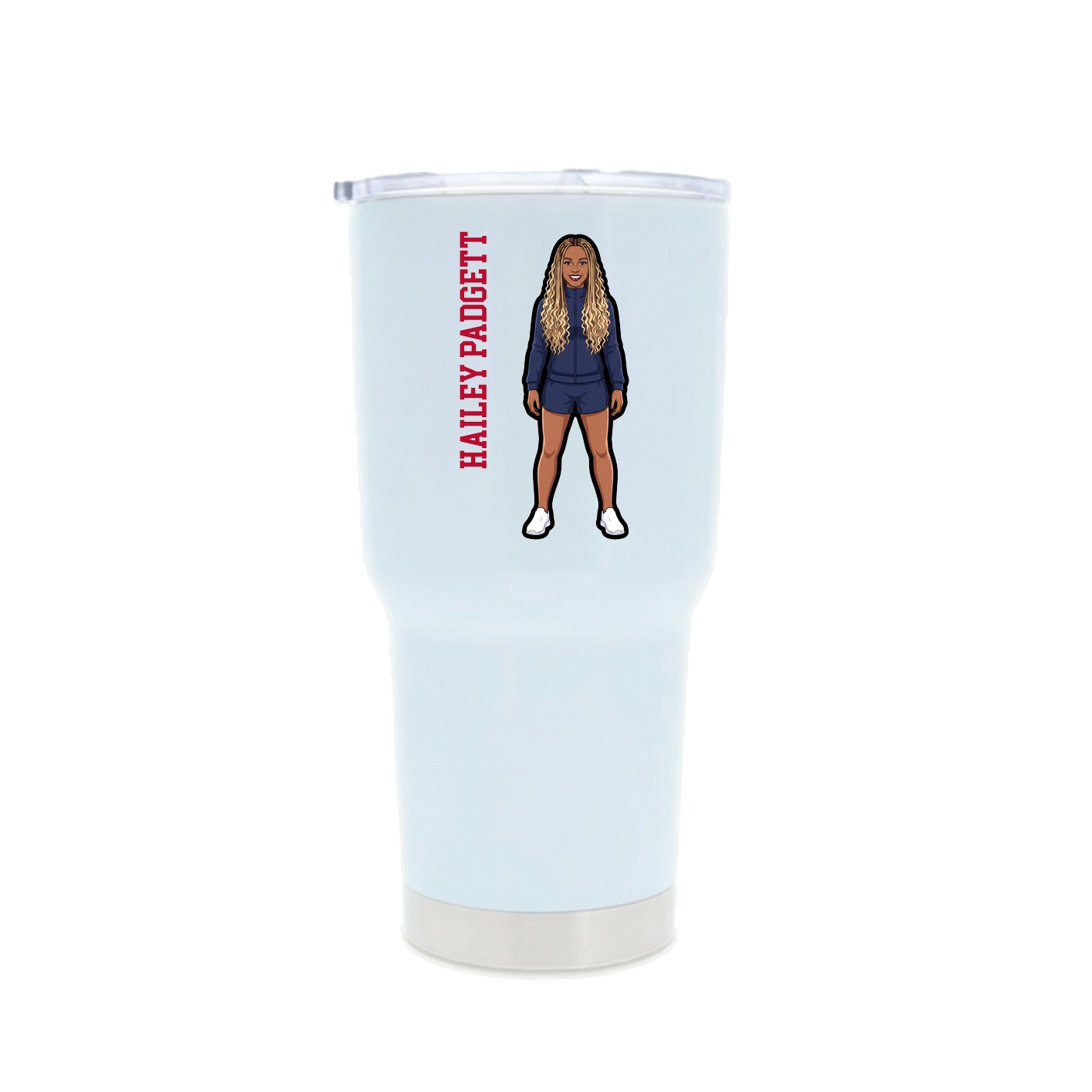 30oz Stainless Steel Tumbler — Name Vertical in White