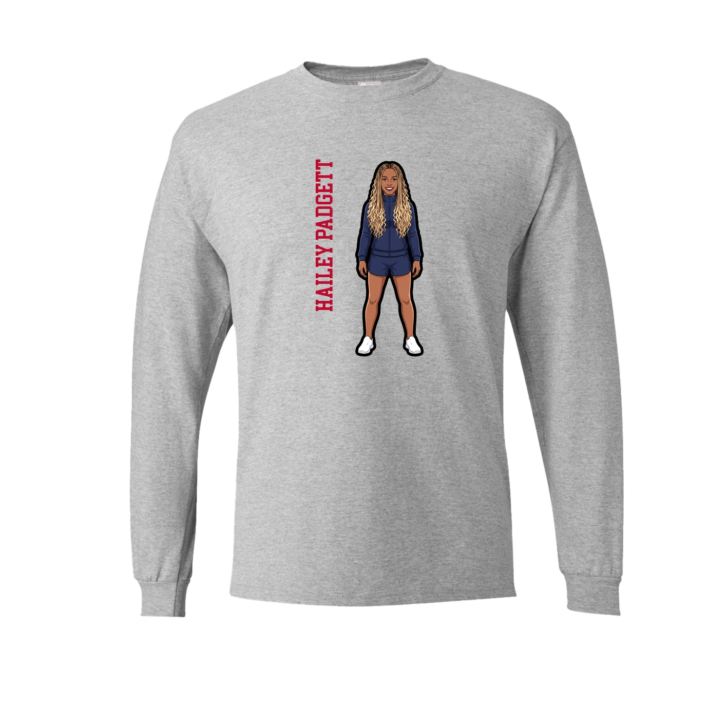 Long Sleeve Tee — Name Vertical in Grey