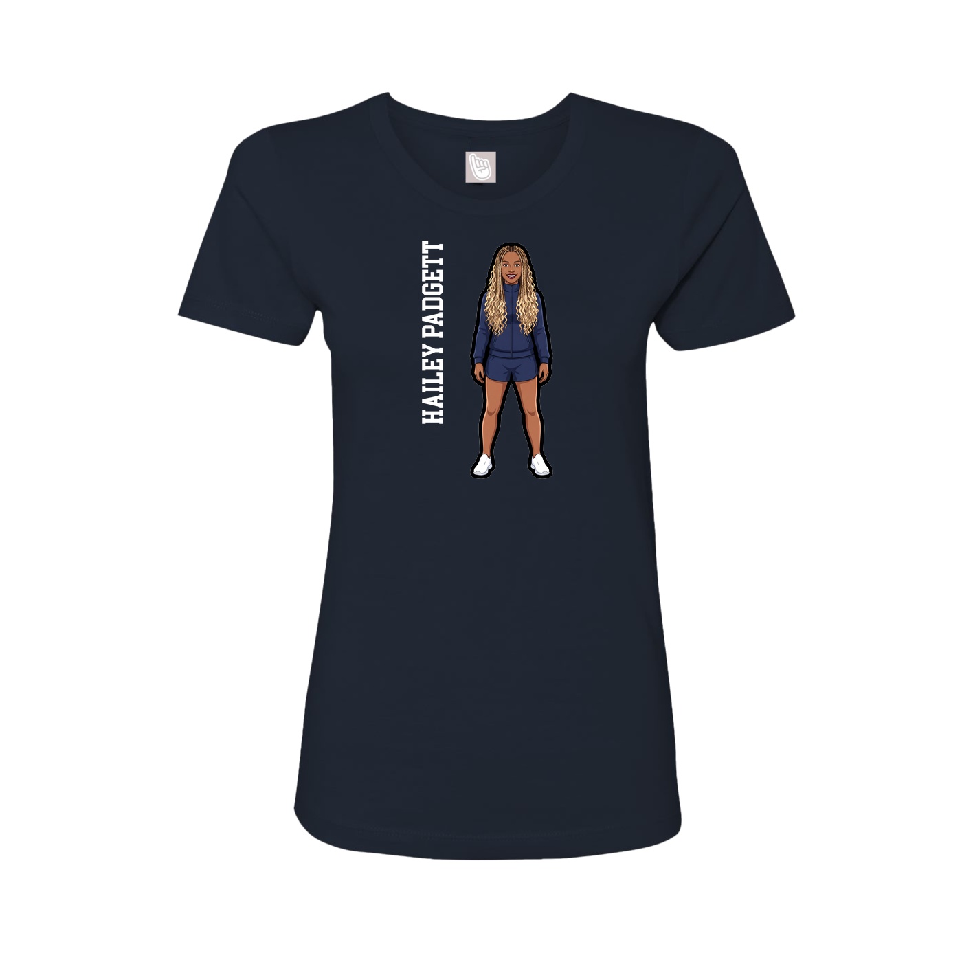 Womens Tee — Name Vertical in Navy
