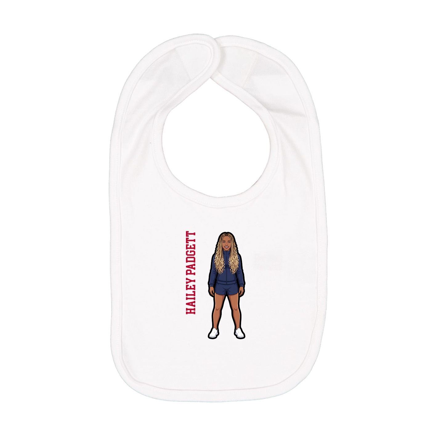 Infant Bib — Name Vertical in White