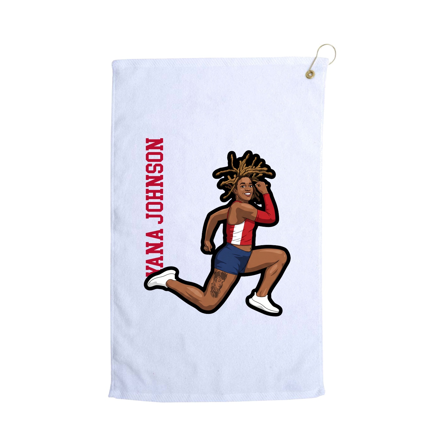 Golf Towel — Name Vertical in White