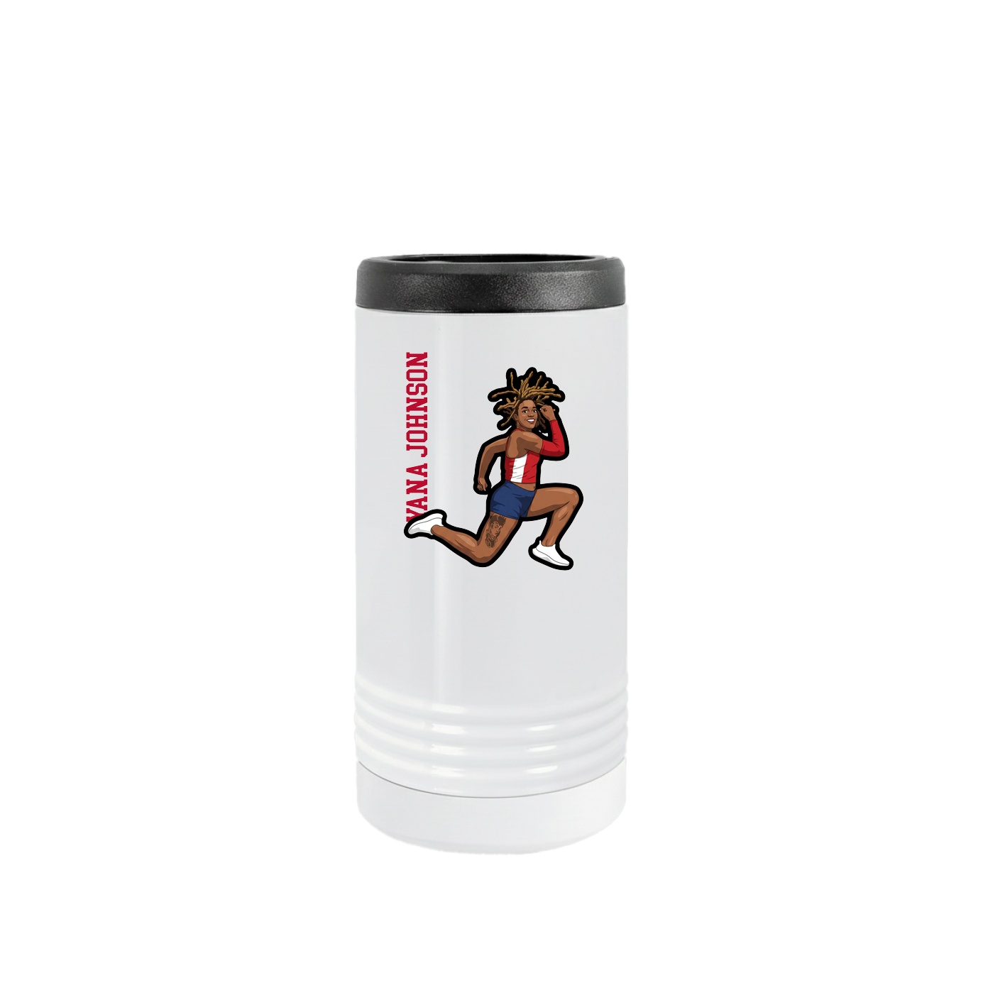 Slim Beverage Holder — Name Vertical in White