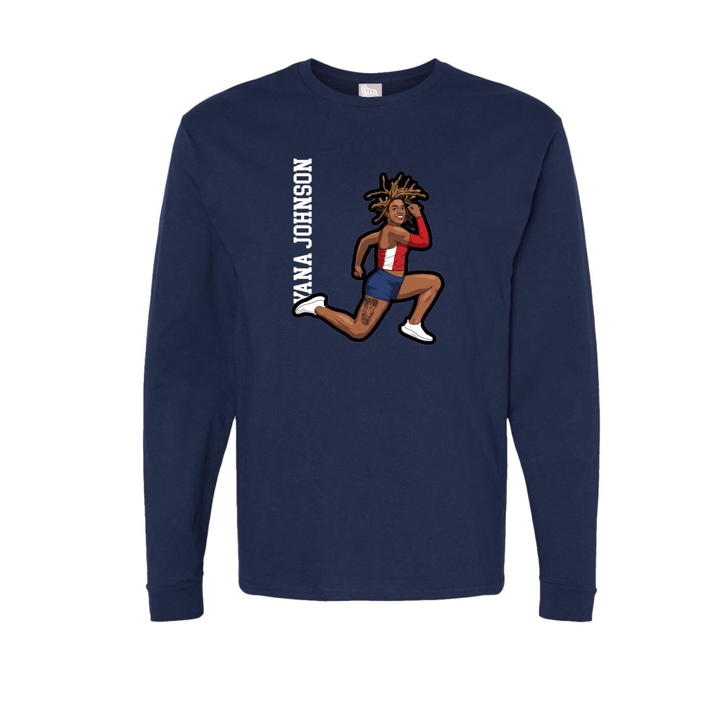 Long Sleeve Tee — Name Vertical in Navy