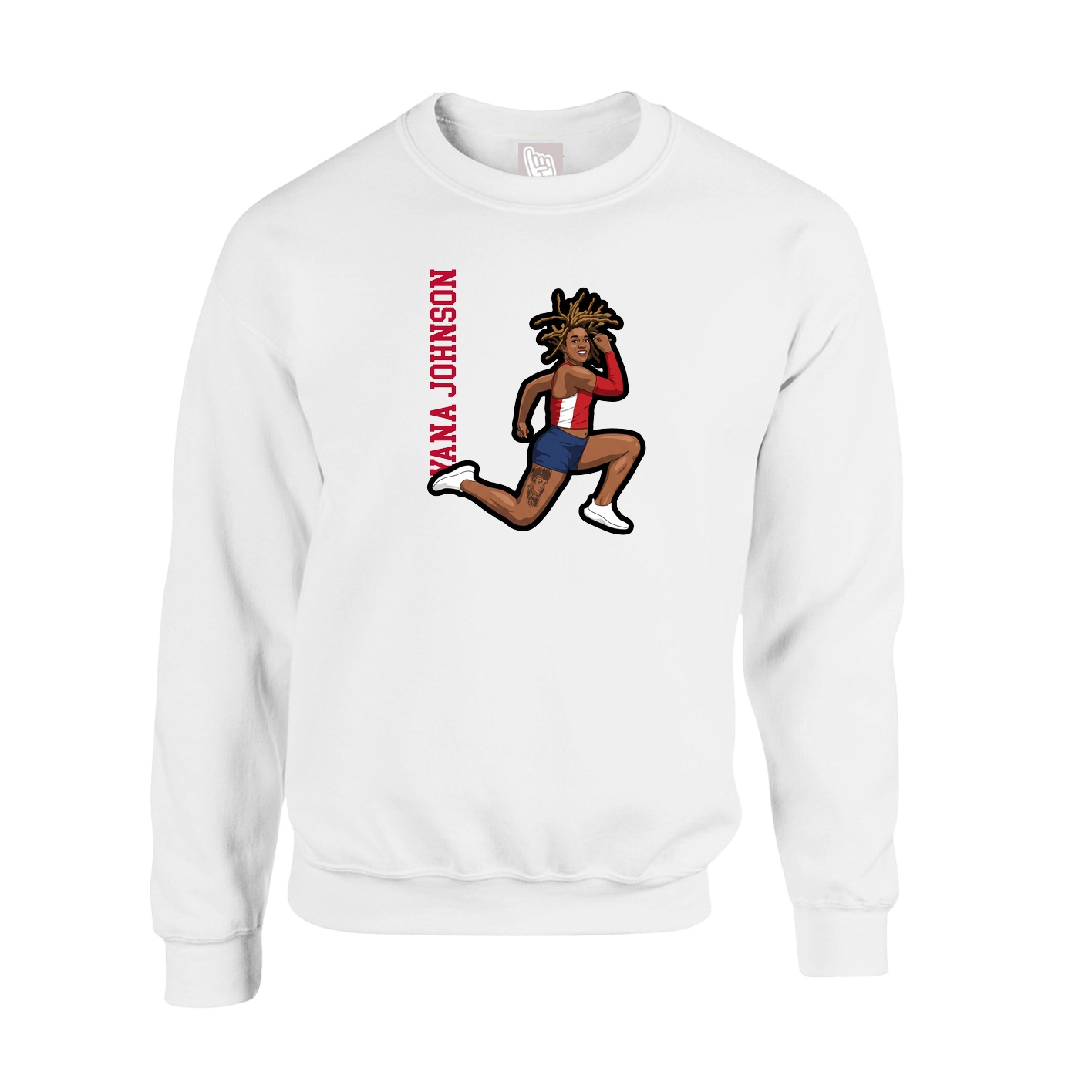 Fleece Crew — Name Vertical in White