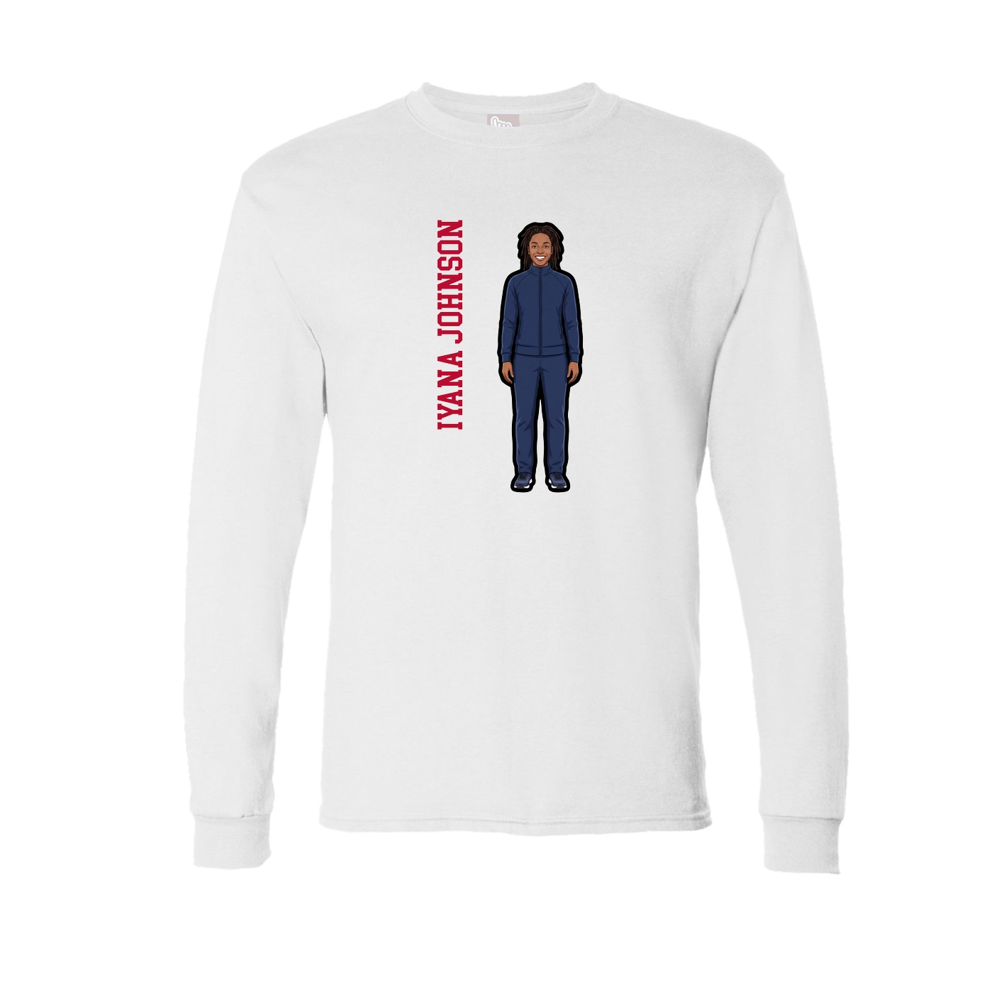 Long Sleeve Tee — Name Vertical in White