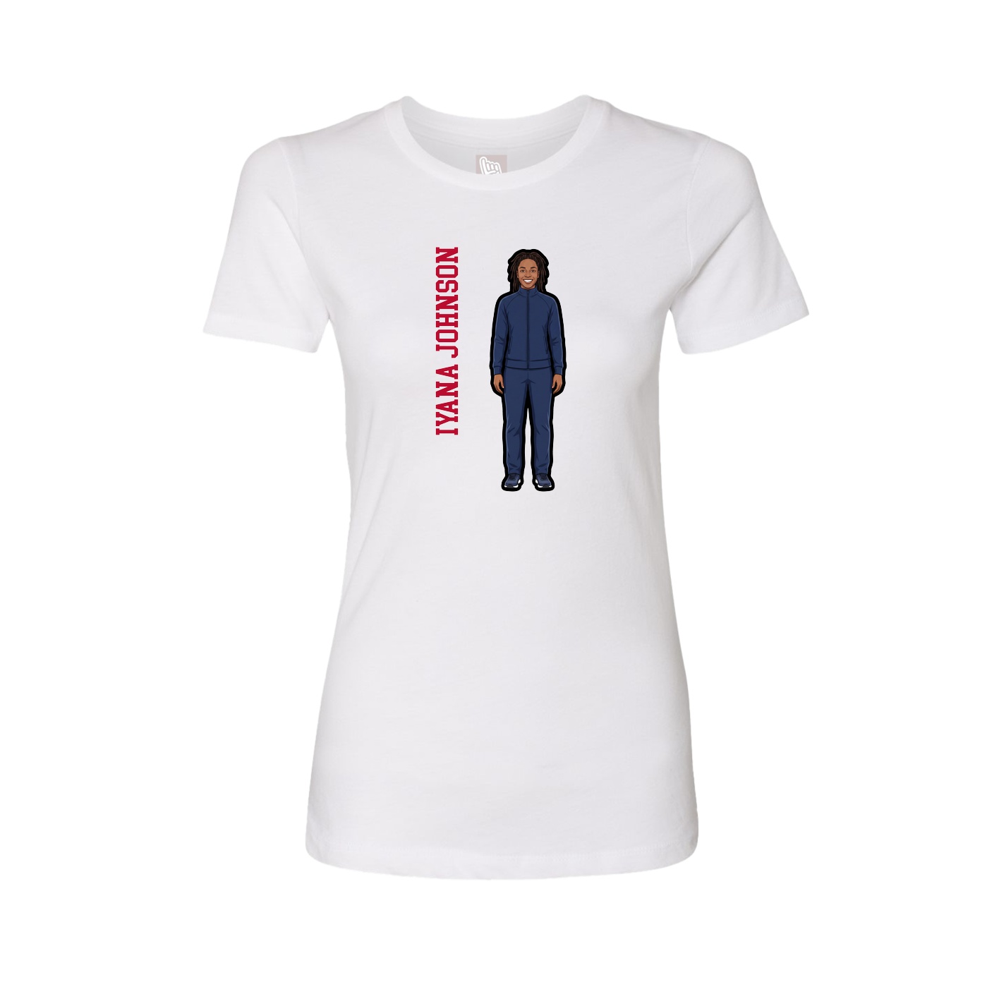 Fitted Women's Tee — Name Vertical in White