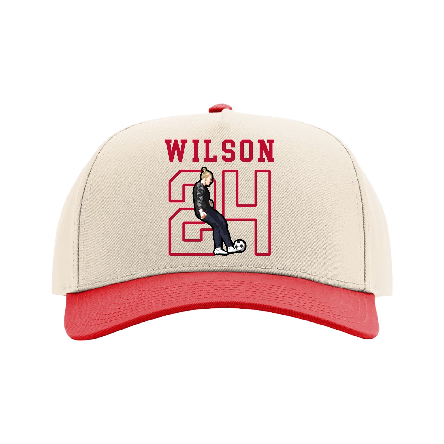Full Fabric Five-Panel Champ Cap — Shirsey in Cream/Red