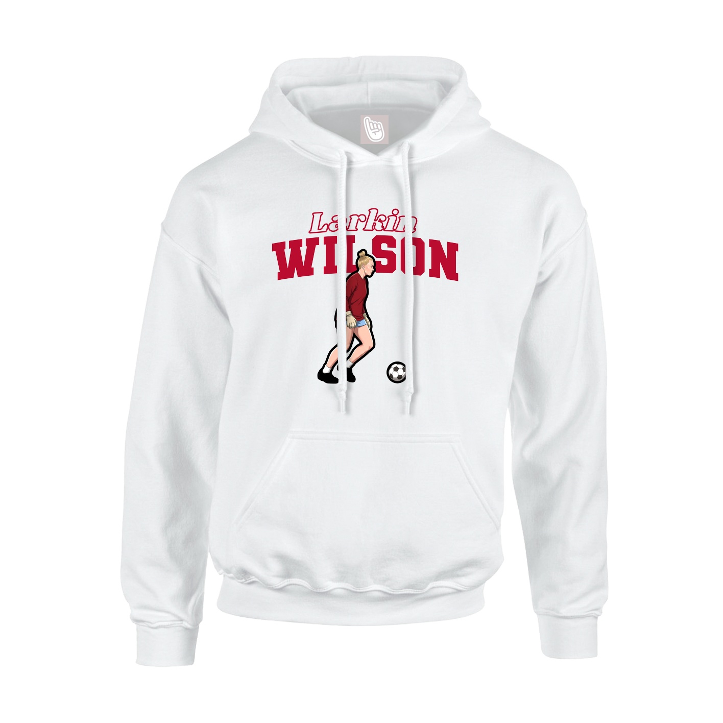 Youth Hoodie — Name Arch in White
