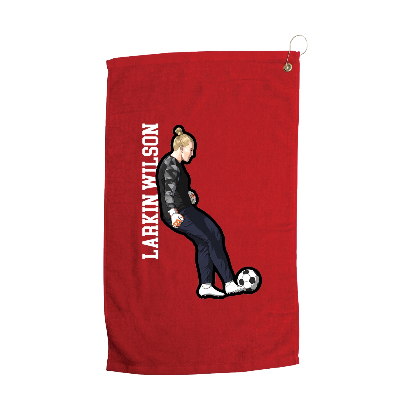 Golf Towel — Name Vertical in Red