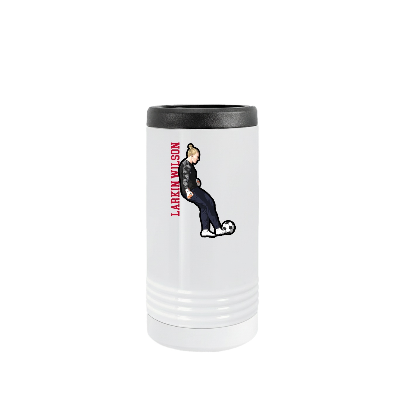 Slim Beverage Holder — Name Vertical in White