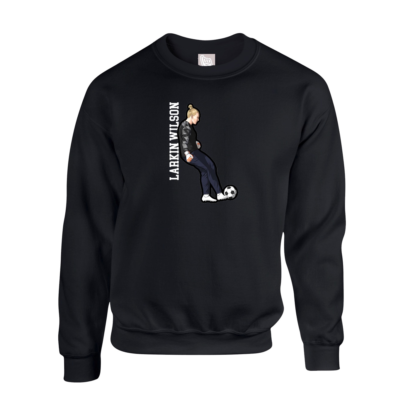 Fleece Crew — Name Vertical in Black