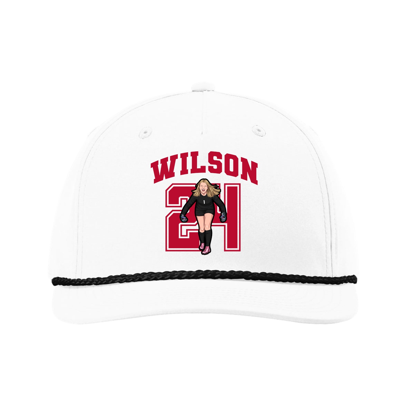 Five-Panel Classic Rope Cap — Number in White
