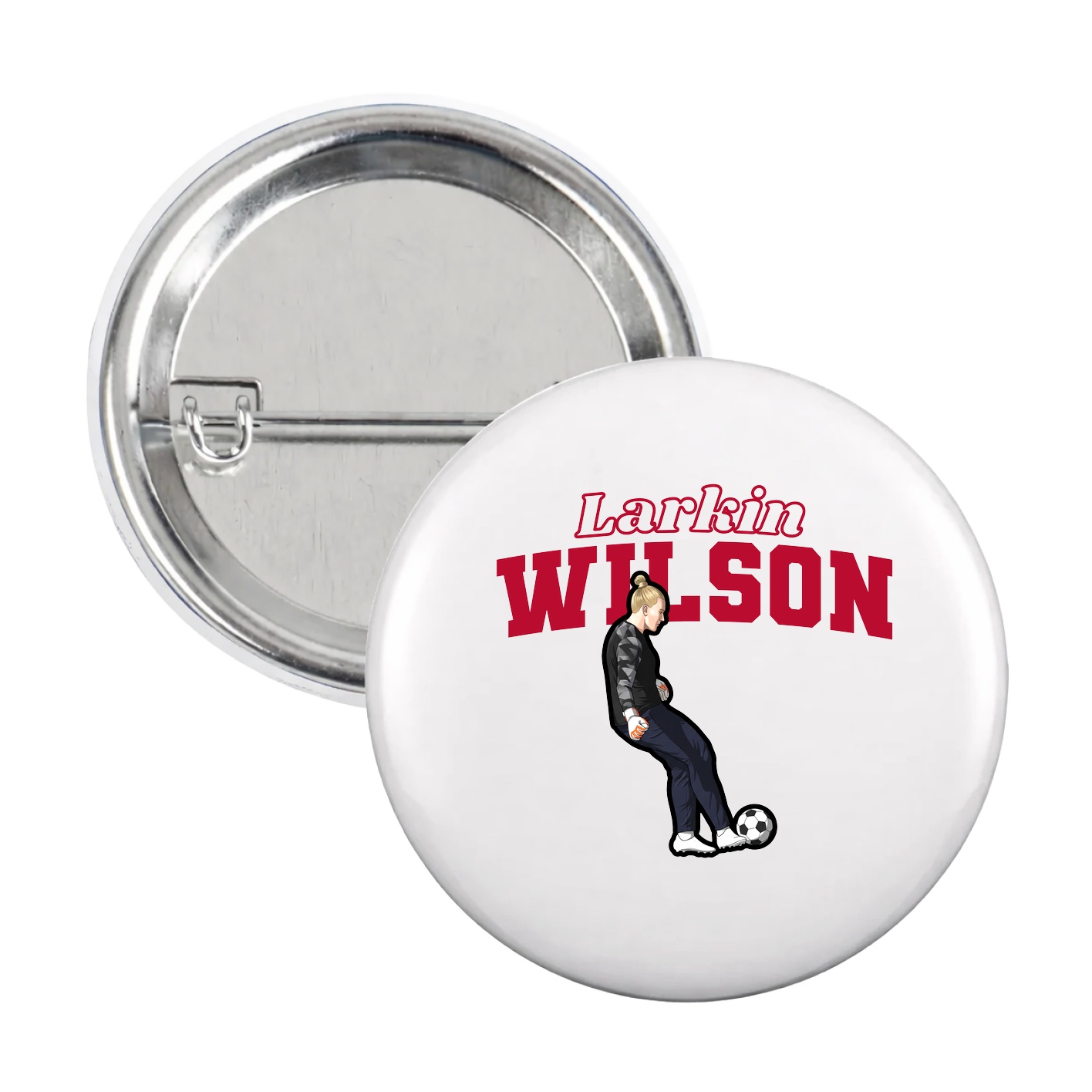 Game Day Button — Name Arch in White