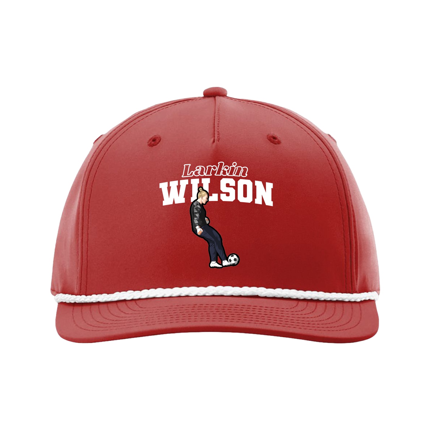 Five-Panel Classic Rope Cap — Name Arch in Red