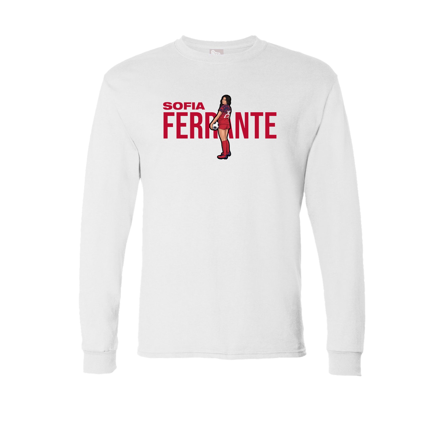 Long Sleeve Tee — Player Name in White