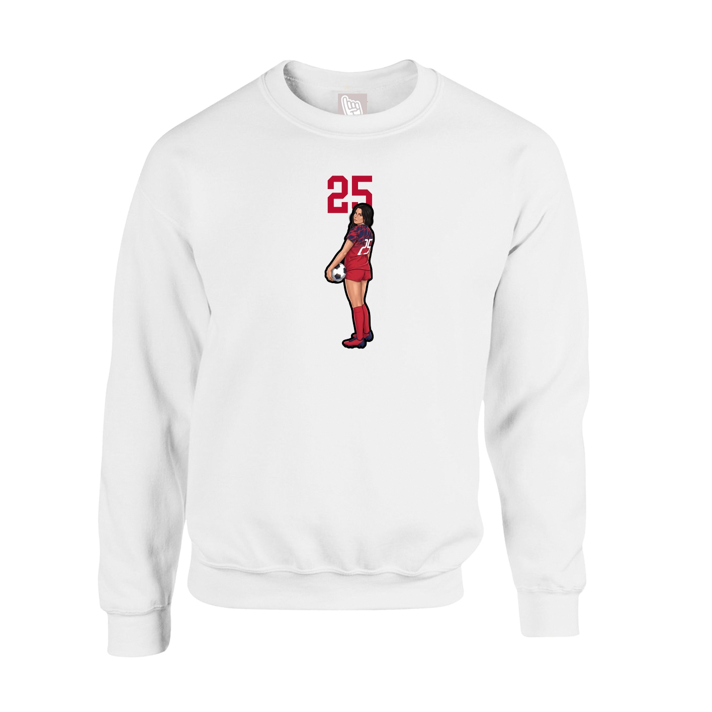 Fleece Crew — Number Top in White