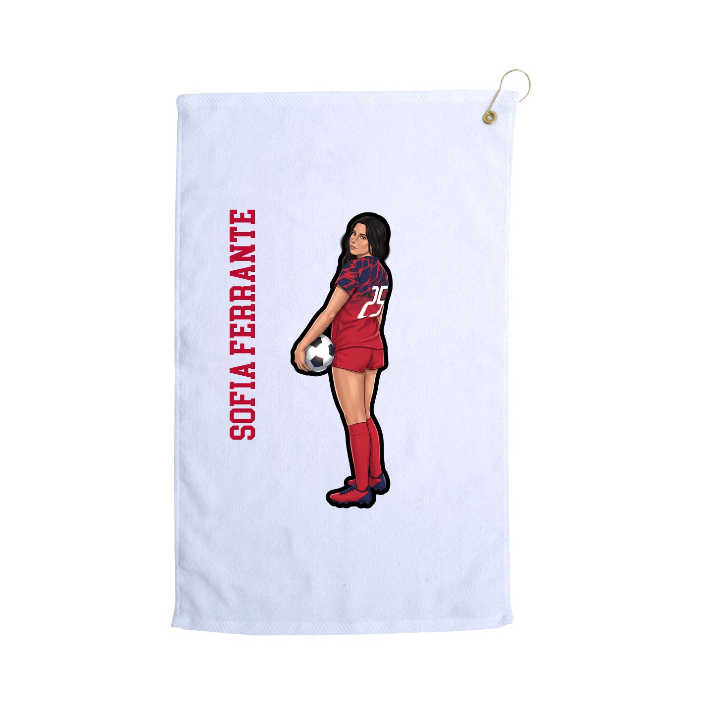 Golf Towel — Name Vertical in White