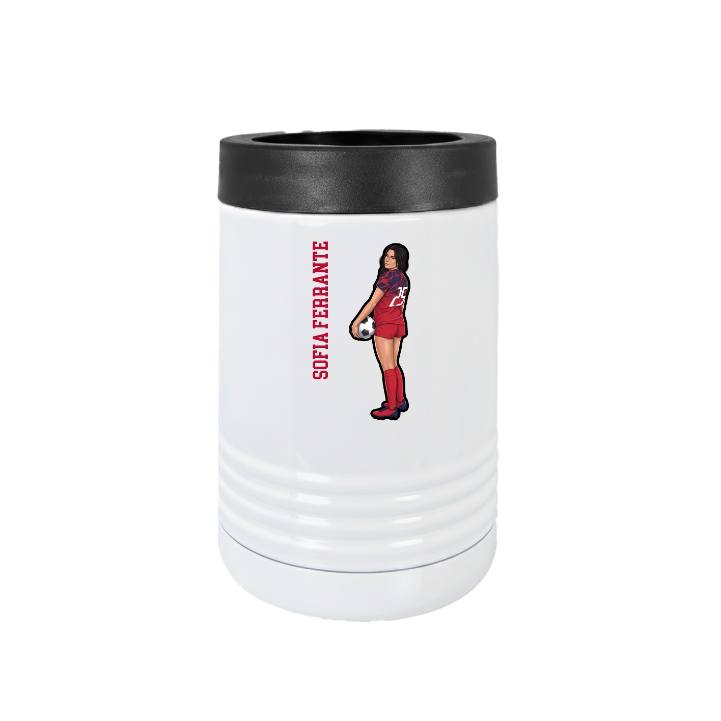 Beverage Holder — Name Vertical in White