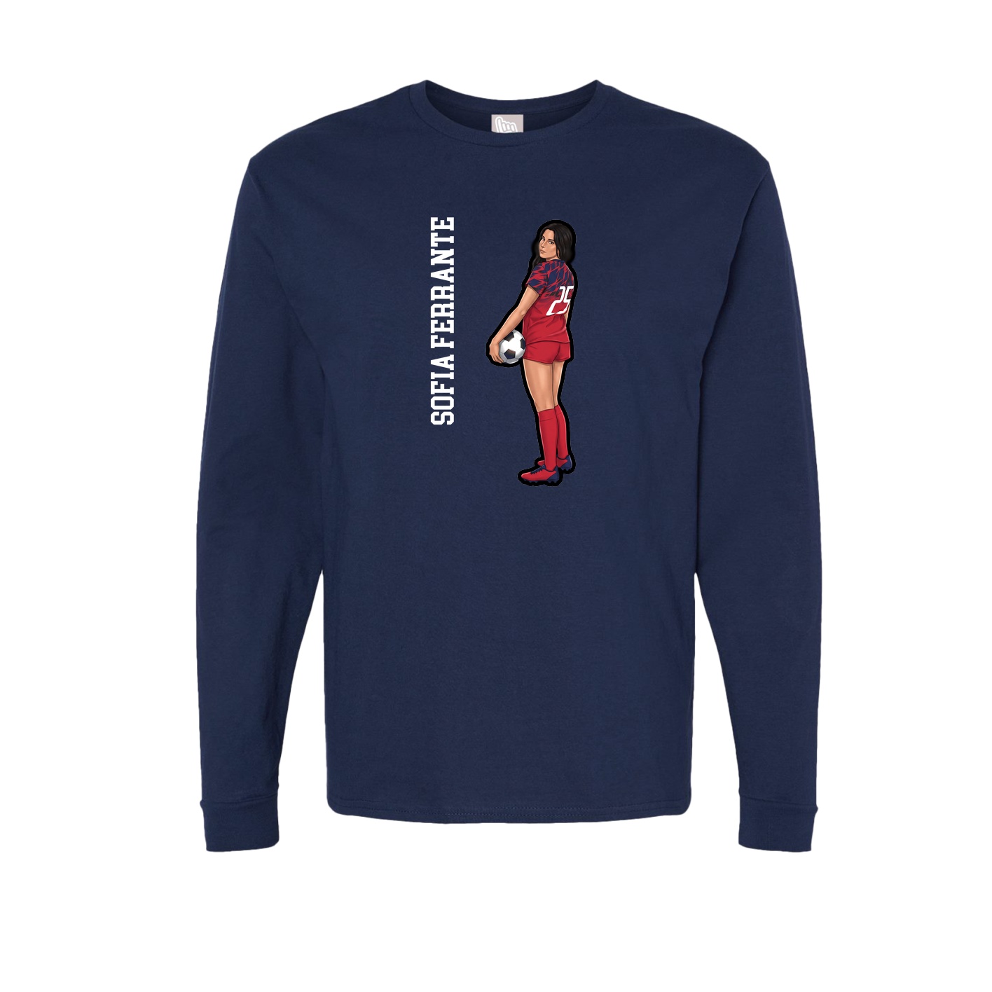 Long Sleeve Tee — Name Vertical in Navy