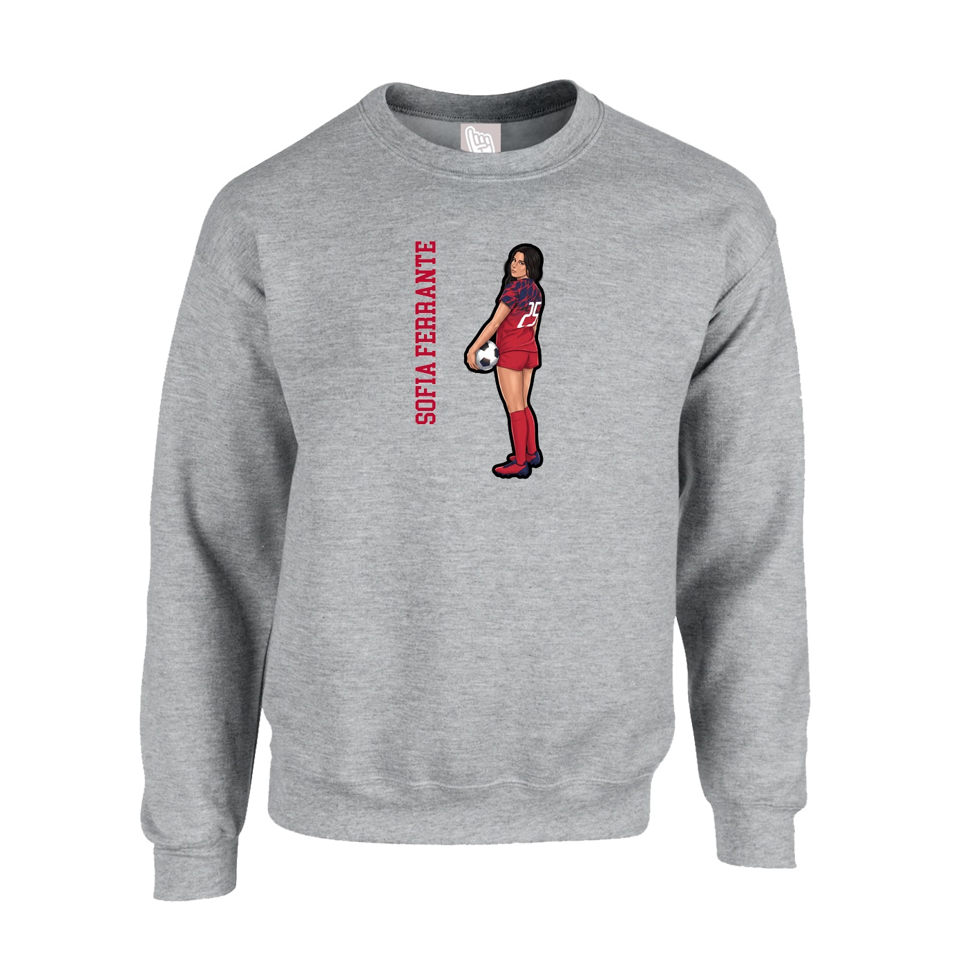 Fleece Crew — Name Vertical in Grey
