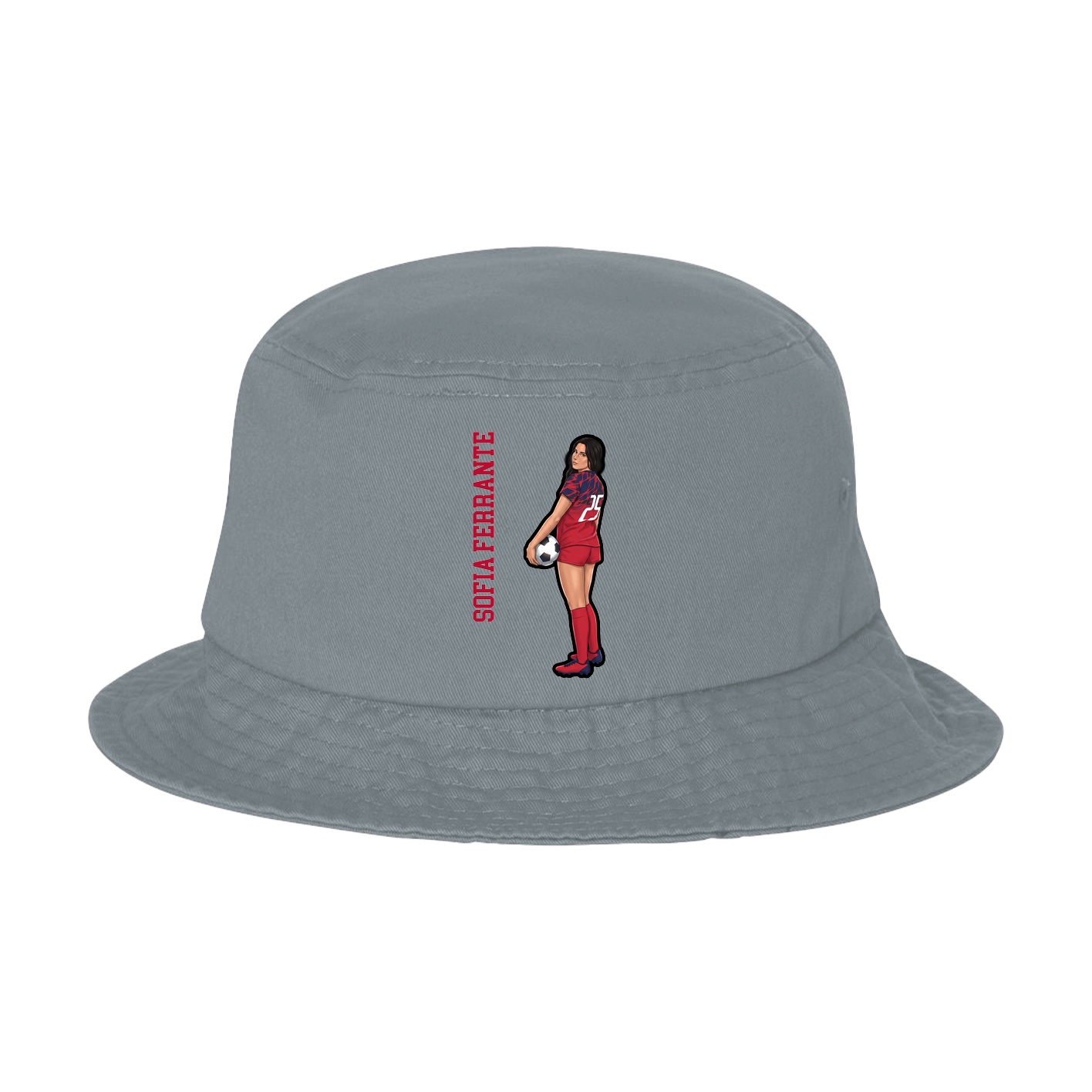 Bucket Cap — Name Vertical in Grey